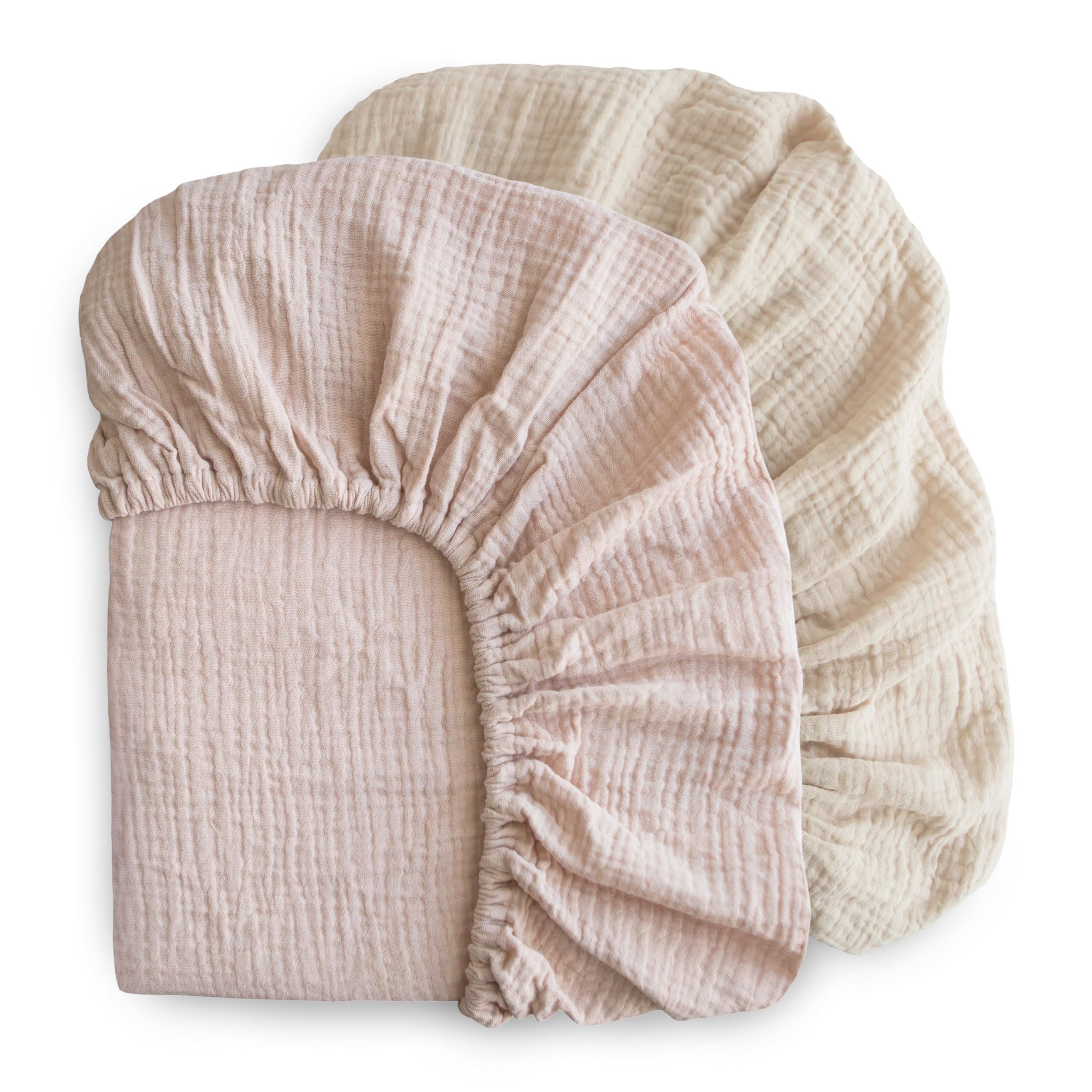 mushie Extra Soft Muslin Fitted Crib Sheet | 192 Thread Count | 28&quot;x 52&quot; (Fog)