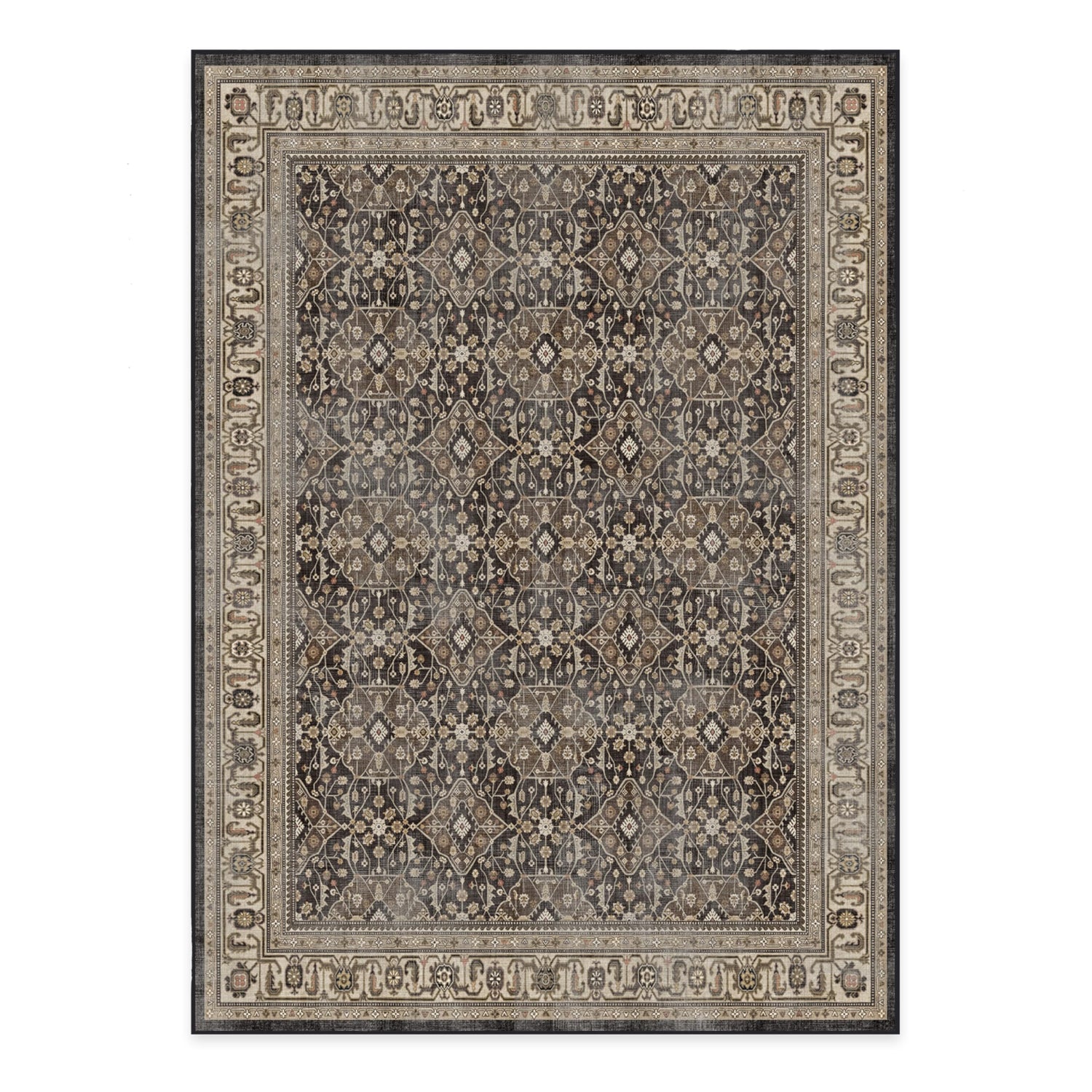 RUGGABLE – Alessia Dark Wood – Machine Washable Area Rug – Pet &amp; Child Friendly – Stain &amp; Water Resistant – Non-Slip – 5&