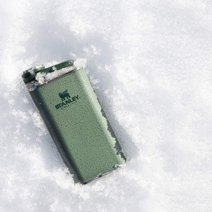 Stanley Classic Flask 8 oz / 0.23 L with Never-Lose Cap, Wide Mouth Stainless Steel Hip Flask for Easy Filling &amp; Pouring, Insulated BPA-Free Leak-Proof Flask,Hammertone Green