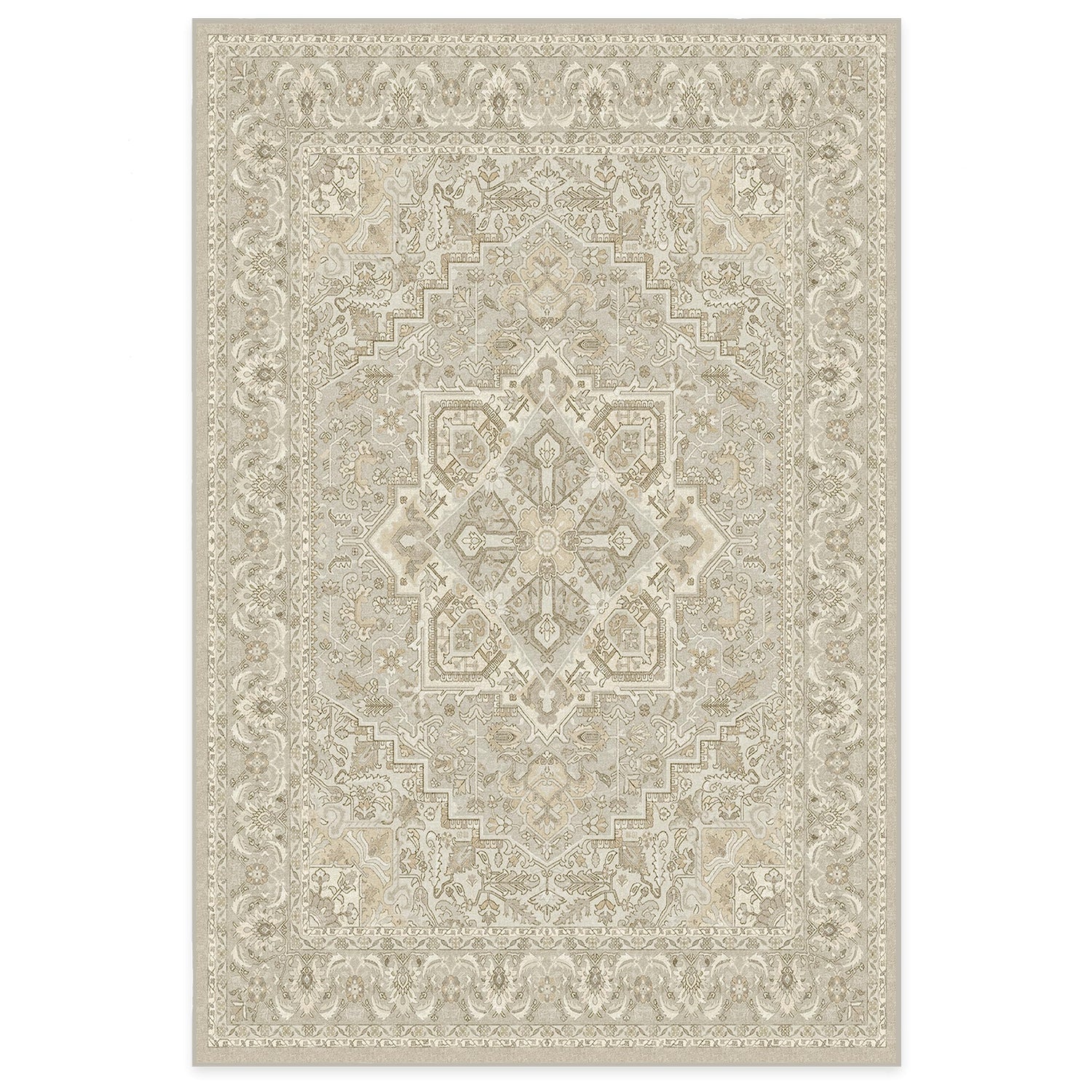 RUGGABLE Hendesi Heriz Washable Rug - Perfect Antique Vintage Area Rug for Living Room Bedroom Kitchen - Pet &amp; Child Friendly - Stain &amp; Water Resistant, Non-Slip - Abalone 2&