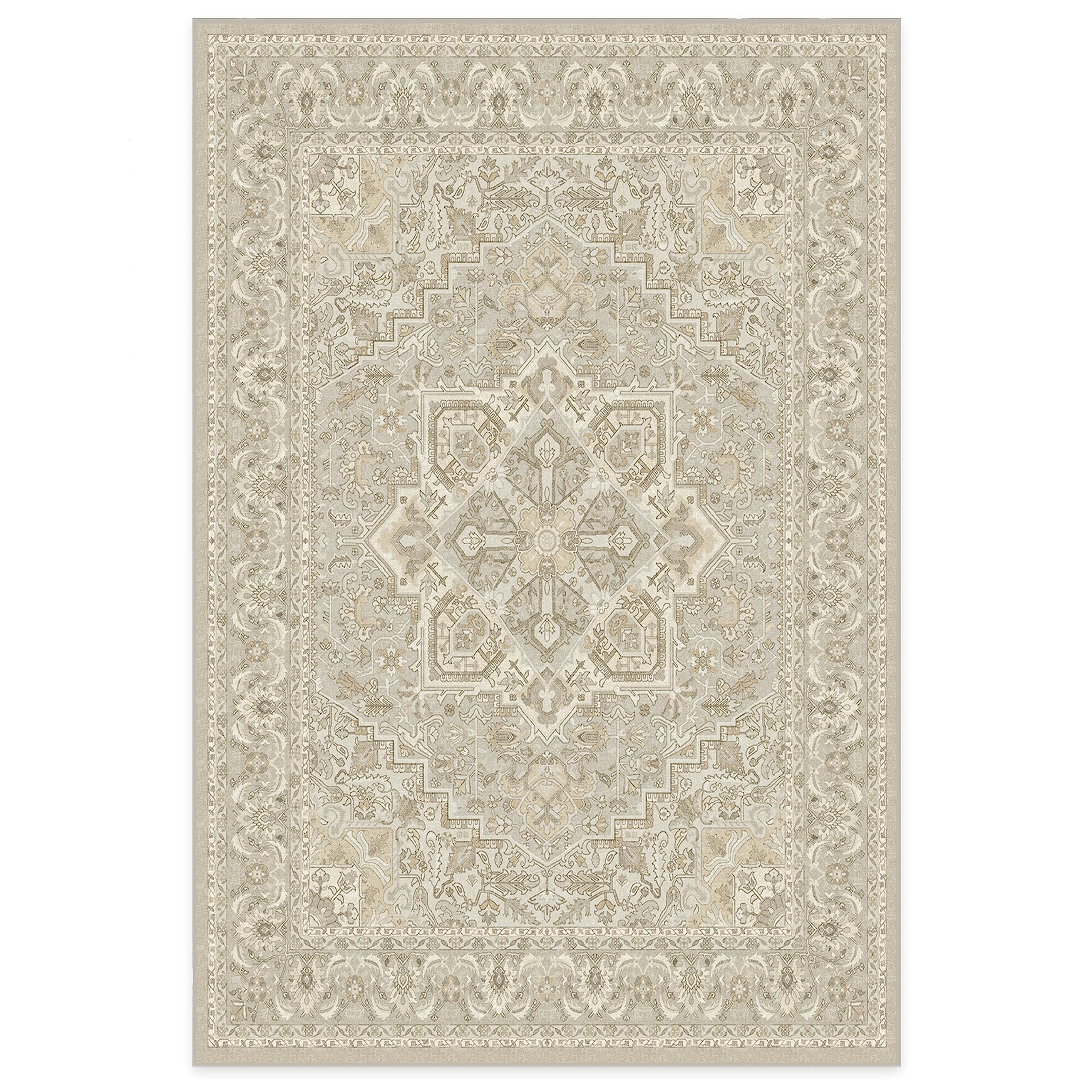 RUGGABLE Hendesi Heriz Washable Rug - Perfect Antique Vintage Area Rug for Living Room Bedroom Kitchen - Pet &amp; Child Friendly - Stain &amp; Water Resistant, Non-Slip - Abalone 2&