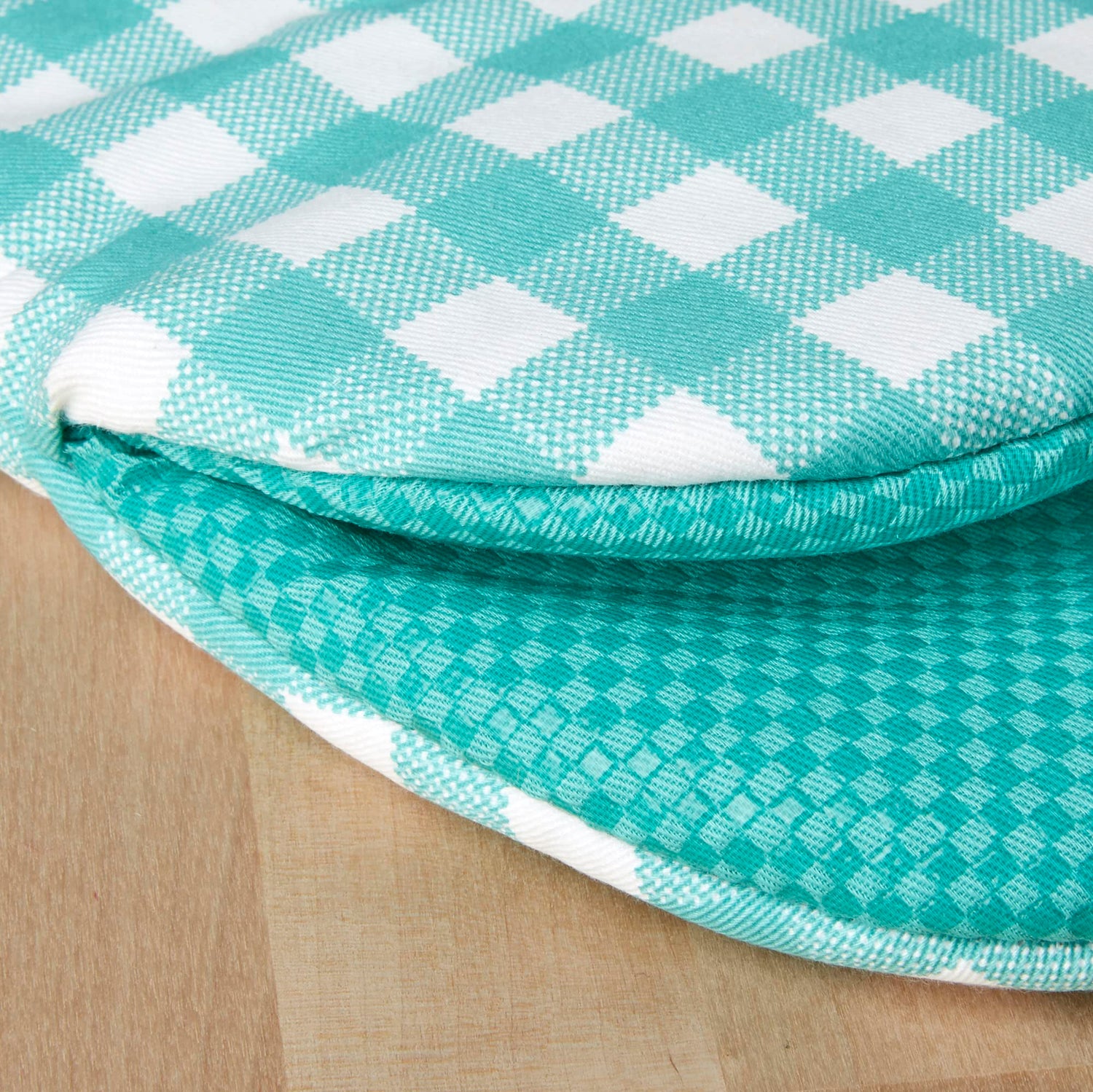 KitchenAid Gingham Mini Oven Mitt 2-Pack Set, Milkshake Tan, 5.5&quot;x8&quot;