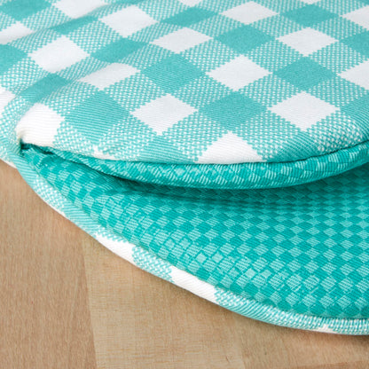 KitchenAid Gingham Mini Oven Mitt 2-Pack Set, Milkshake Tan, 5.5&quot;x8&quot;
