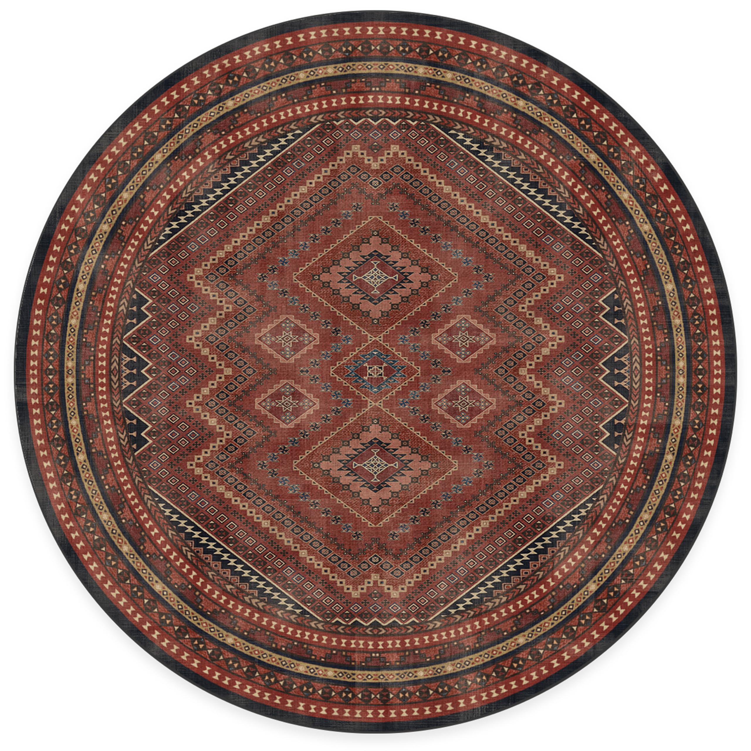 RUGGABLE Kaden Washable Rug - Perfect Vintage Area Rug for Living Room Bedroom Kitchen - Pet &amp; Child Friendly - Stain &amp; Water Resistant - Amber Red 3&