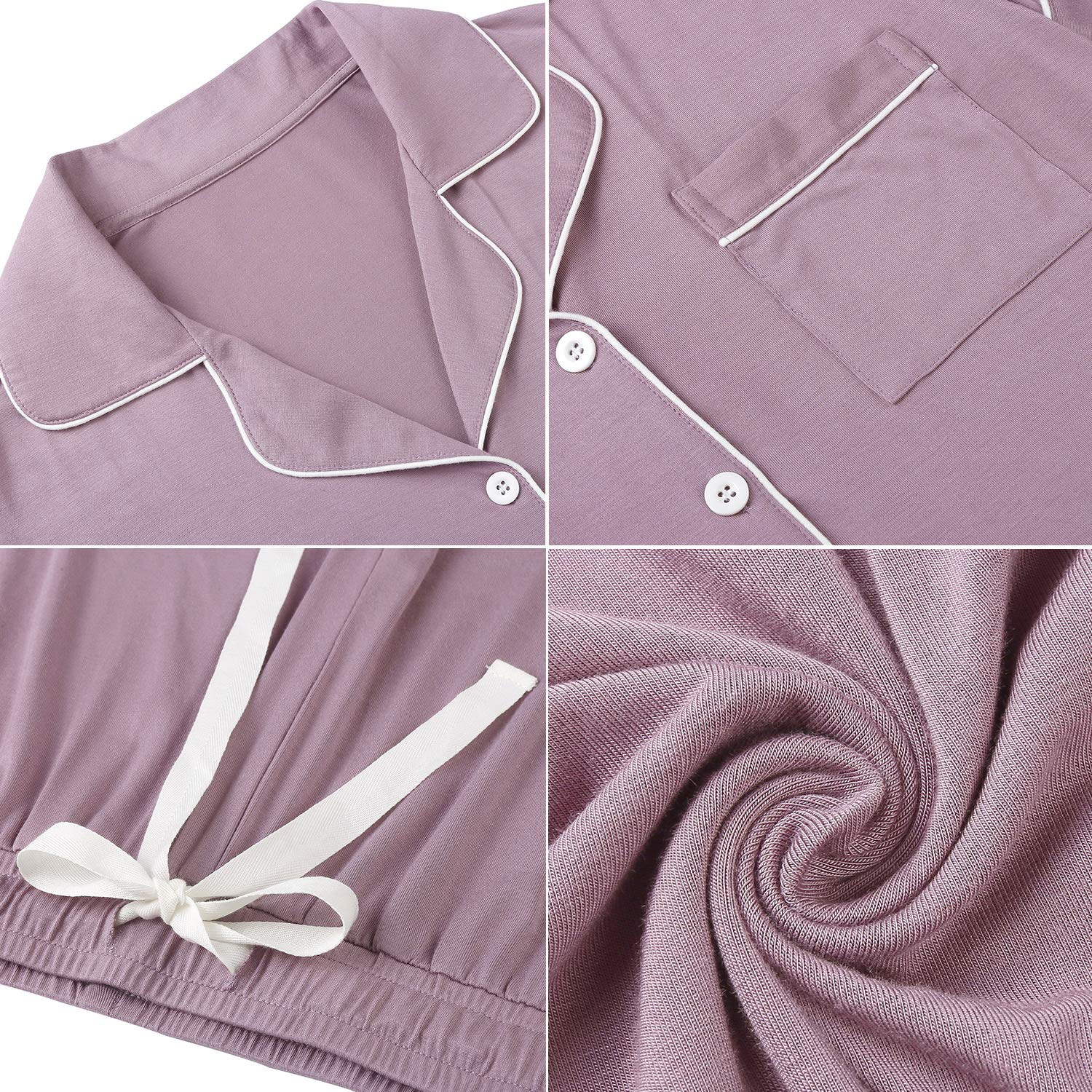 Senert Pajamas Set For Women Short Sleeve Sleepwear Soft Button Down Pjs Set Nightwear Lounge Sets S-XXL