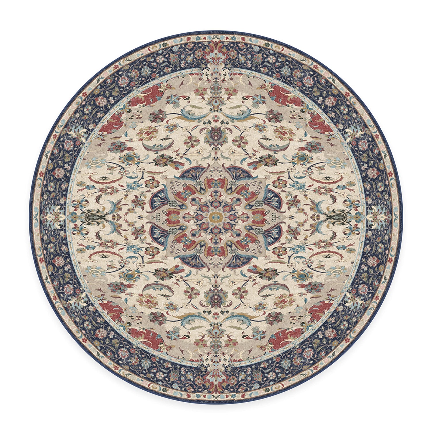 RUGGABLE Sima Washable Rug - Perfect Vintage Area Rug for Living Room Bedroom Kitchen - Pet &amp; Child Friendly - Stain &amp; Water Resistant - Royal Blue 2&