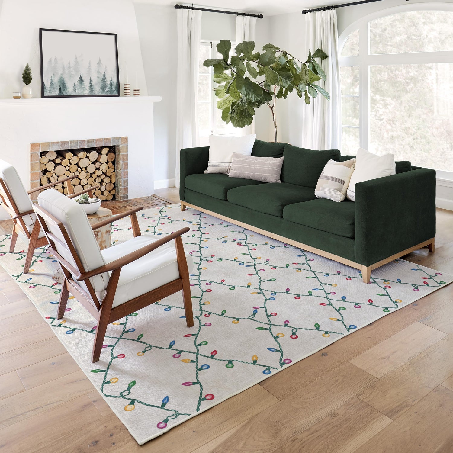 RUGGABLE Winter Plaid Washable Rug - Perfect Holiday Area Rug for Living Room Bedroom Kitchen - Pet &amp; Child Friendly - Stain &amp; Water Resistant - Dress Stewart Tartan Plaid 3&