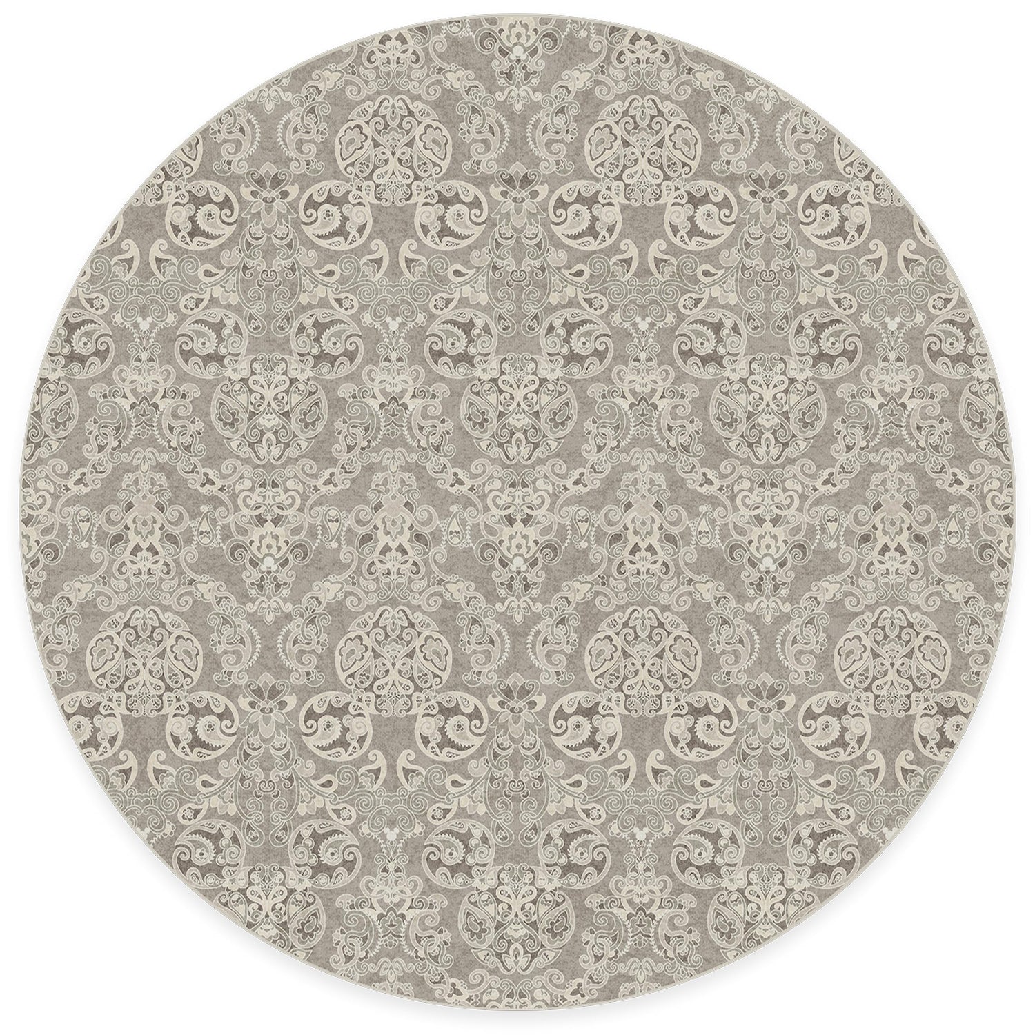 RUGGABLE Disney Traditional Mickey Mouse Washable Rug - Perfect Area Rug for Nursery Playroom Kids Room - Pet &amp; Child Friendly - Stain &amp; Water Resistant - Damask Grey 3&