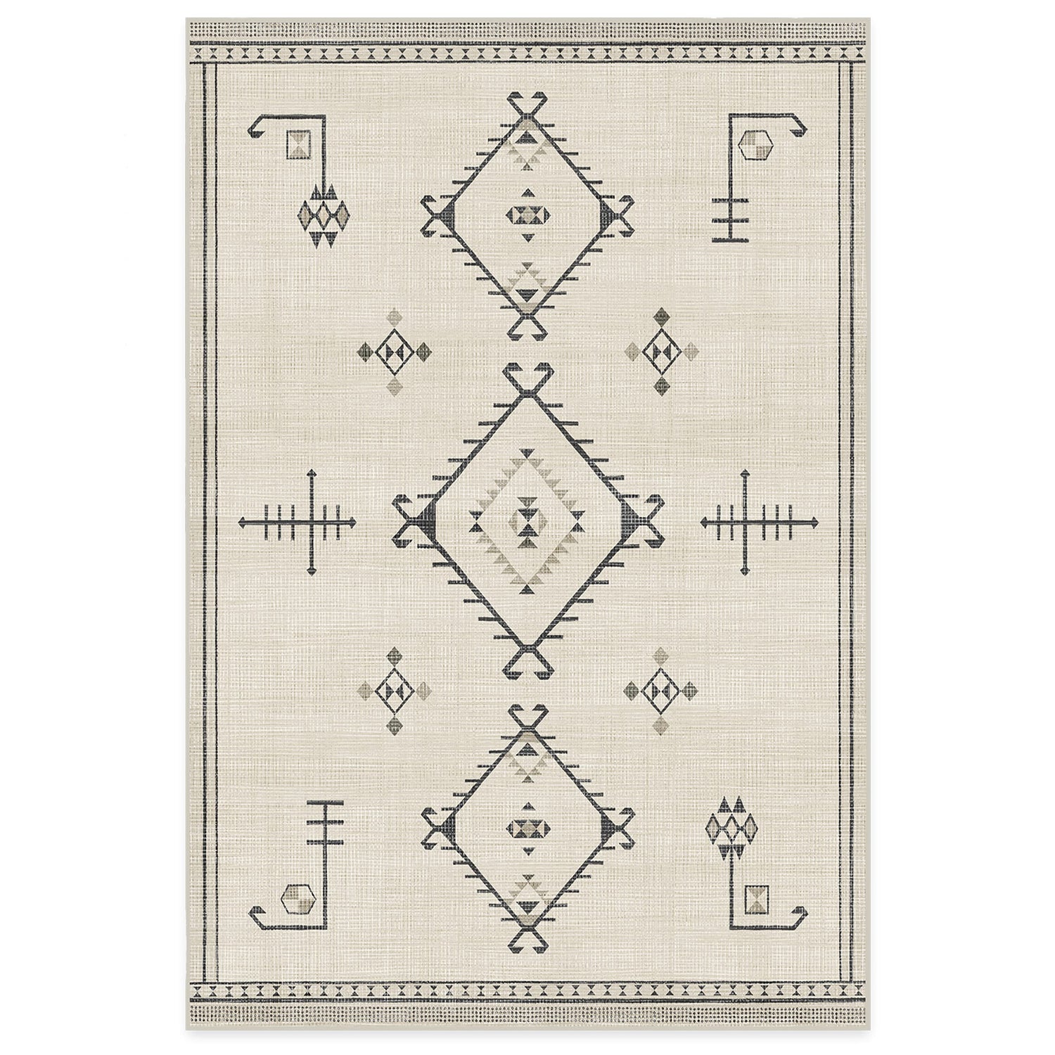RUGGABLE Damali Runner Rug - Perfect Boho Washable Rug for Entryway Hallway Kitchen - Pet &amp; Child Friendly - Non-Toxic - Stain &amp; Water Resistant - Black &amp; White 2.5&