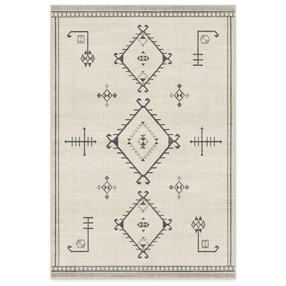 RUGGABLE Damali Runner Rug - Perfect Boho Washable Rug for Entryway Hallway Kitchen - Pet &amp; Child Friendly - Non-Toxic - Stain &amp; Water Resistant - Black &amp; White 2.5&