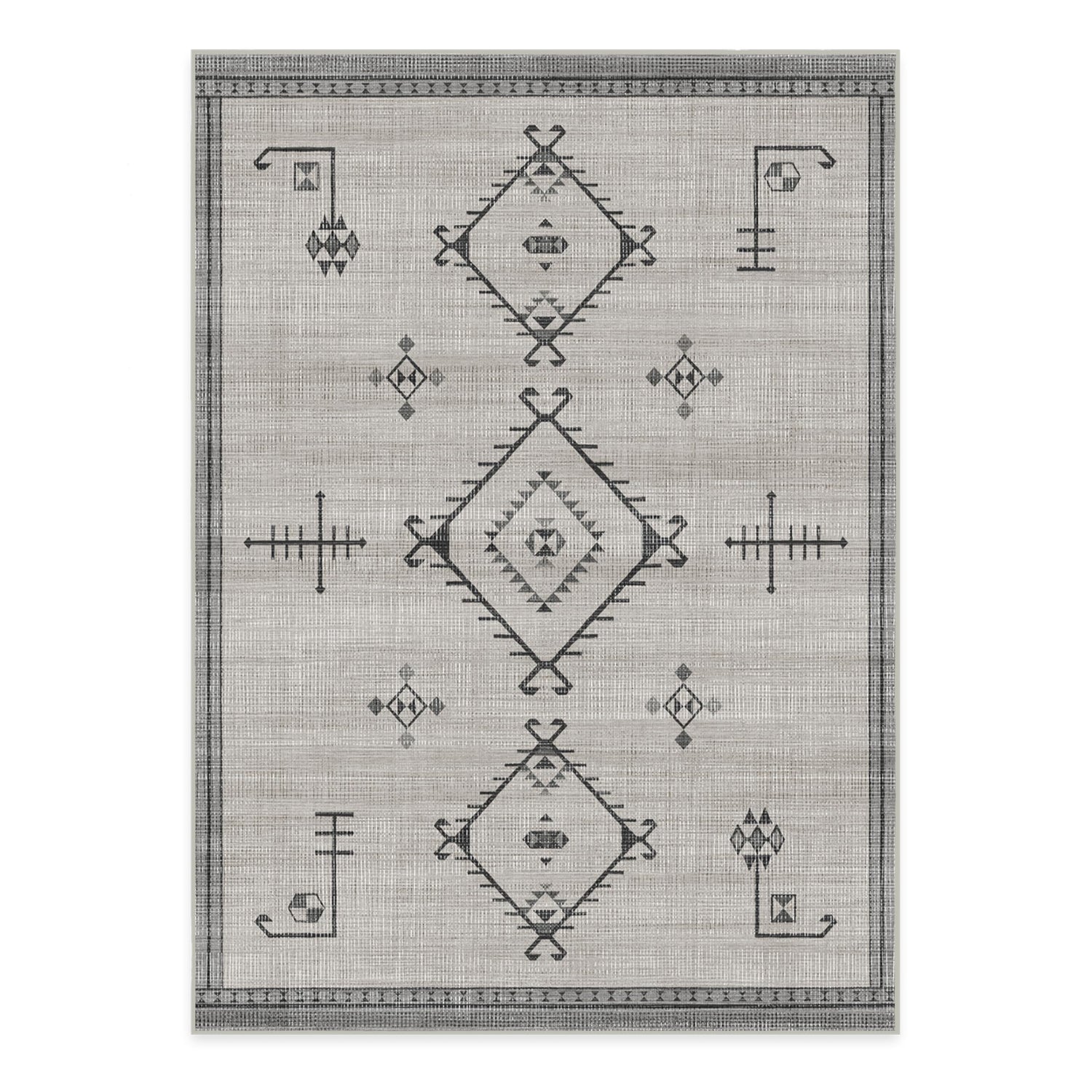 RUGGABLE Damali Runner Rug - Perfect Boho Washable Rug for Entryway Hallway Kitchen - Pet &amp; Child Friendly - Non-Toxic - Stain &amp; Water Resistant - Black &amp; White 2.5&