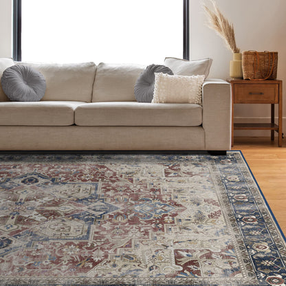 RUGGABLE Kamran Washable Rug - Perfect Vintage Area Rug for Living Room Bedroom Kitchen - Pet &amp; Child Friendly - Stain &amp; Water Resistant - Hazel 5&