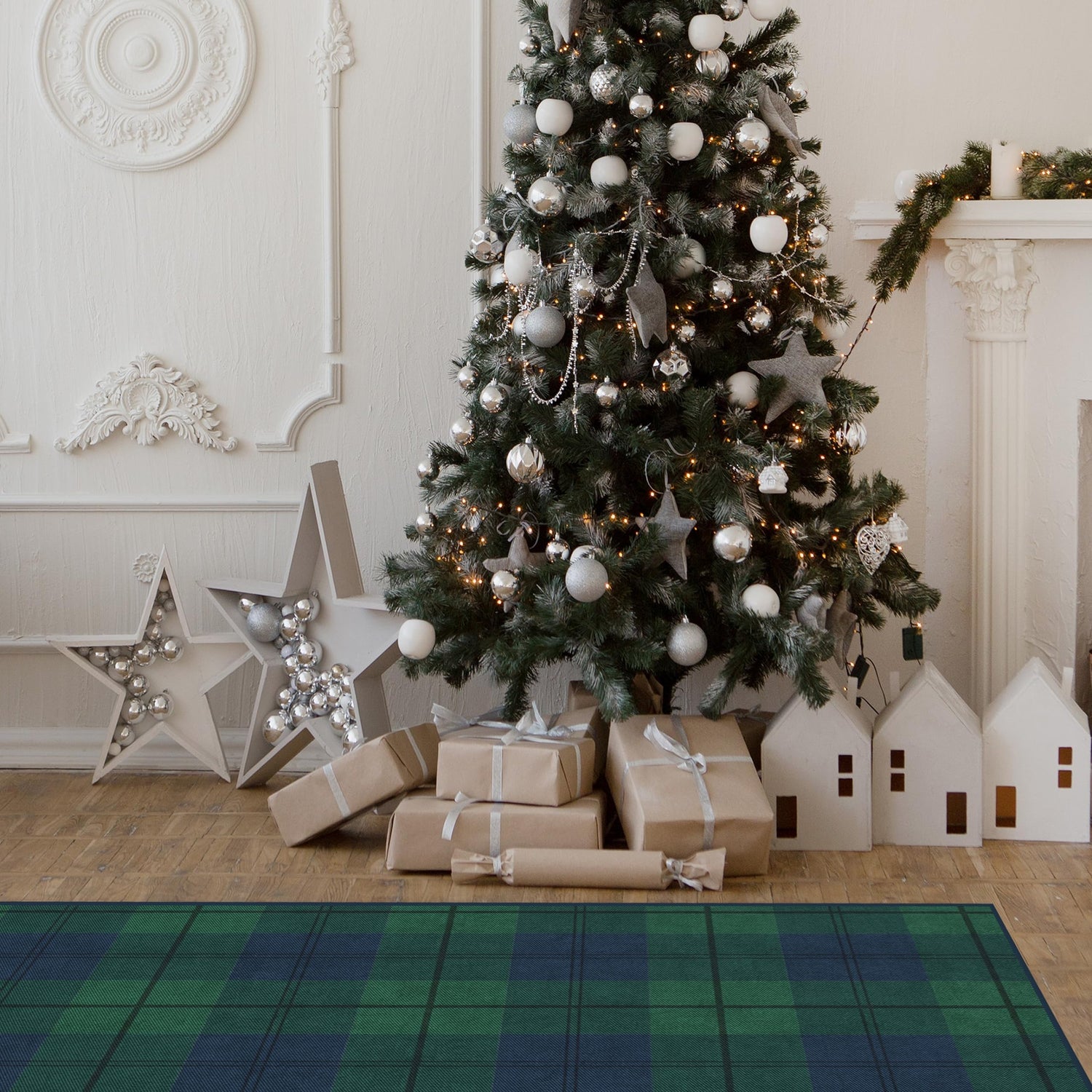 RUGGABLE Winter Plaid Washable Rug - Perfect Holiday Area Rug for Living Room Bedroom Kitchen - Pet &amp; Child Friendly - Stain &amp; Water Resistant - Dress Stewart Tartan Plaid 3&
