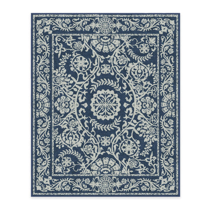 RUGGABLE Washable 2x3 Area Rug, Delphina Delft Blue, Premium Vintage Rugs for Living Room, Bedroom, Kitchen, Office, Classroom with Gripper Non Slip Pad