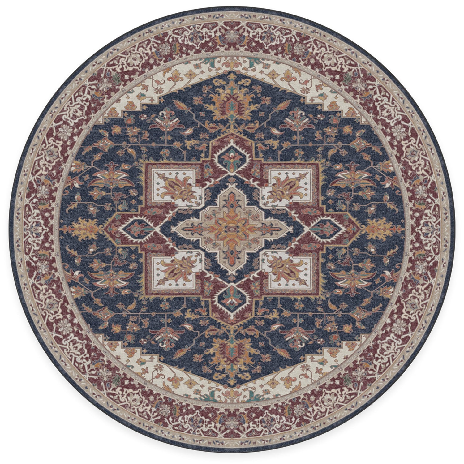 RUGGABLE Maral Heriz Washable Rug - Perfect Vintage Area Rug for Living Room Bedroom Kitchen - Pet &amp; Child Friendly - Stain &amp; Water Resistant - Creme 3&