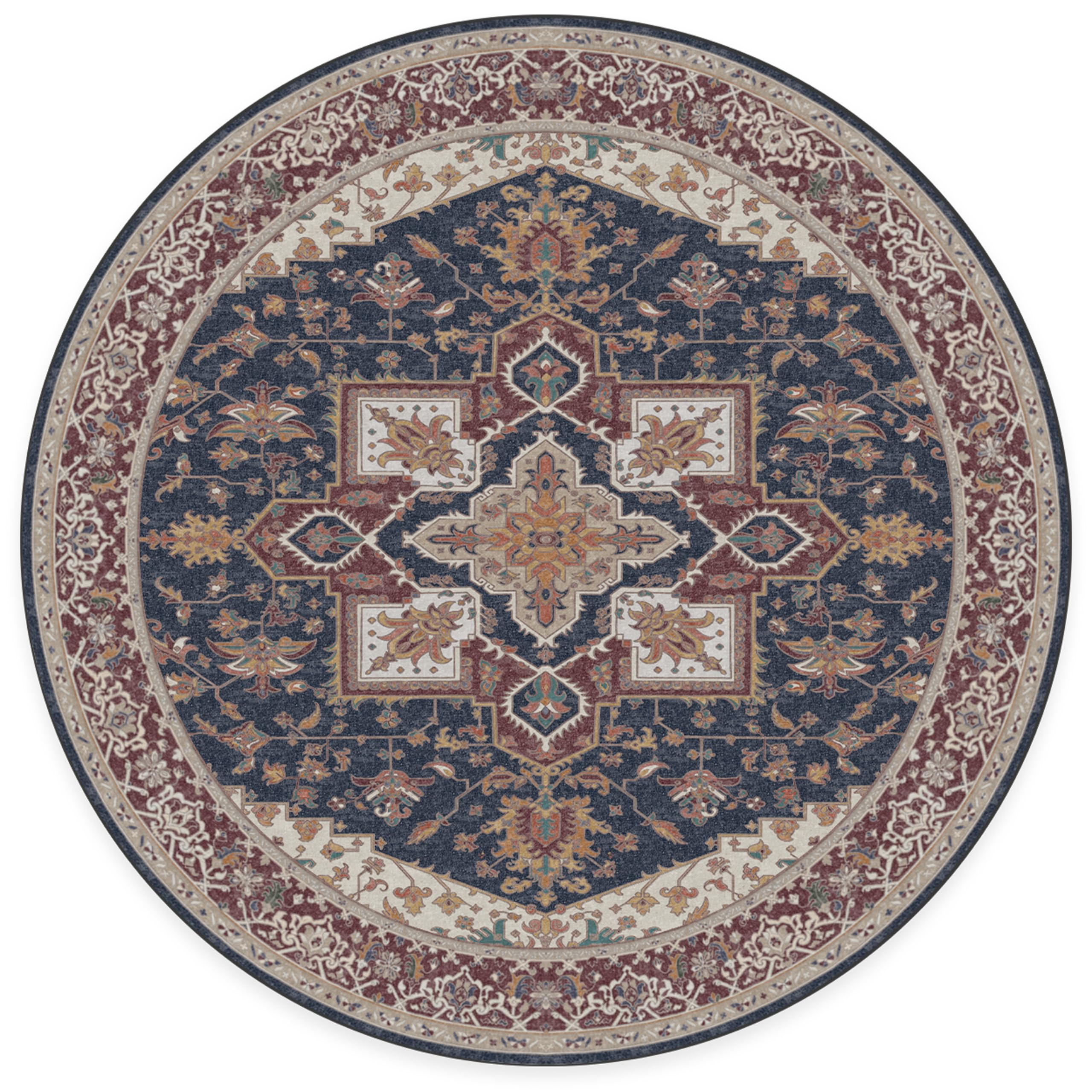 RUGGABLE Maral Heriz Washable Rug - Perfect Vintage Area Rug for Living Room Bedroom Kitchen - Pet &amp; Child Friendly - Stain &amp; Water Resistant - Creme 3&