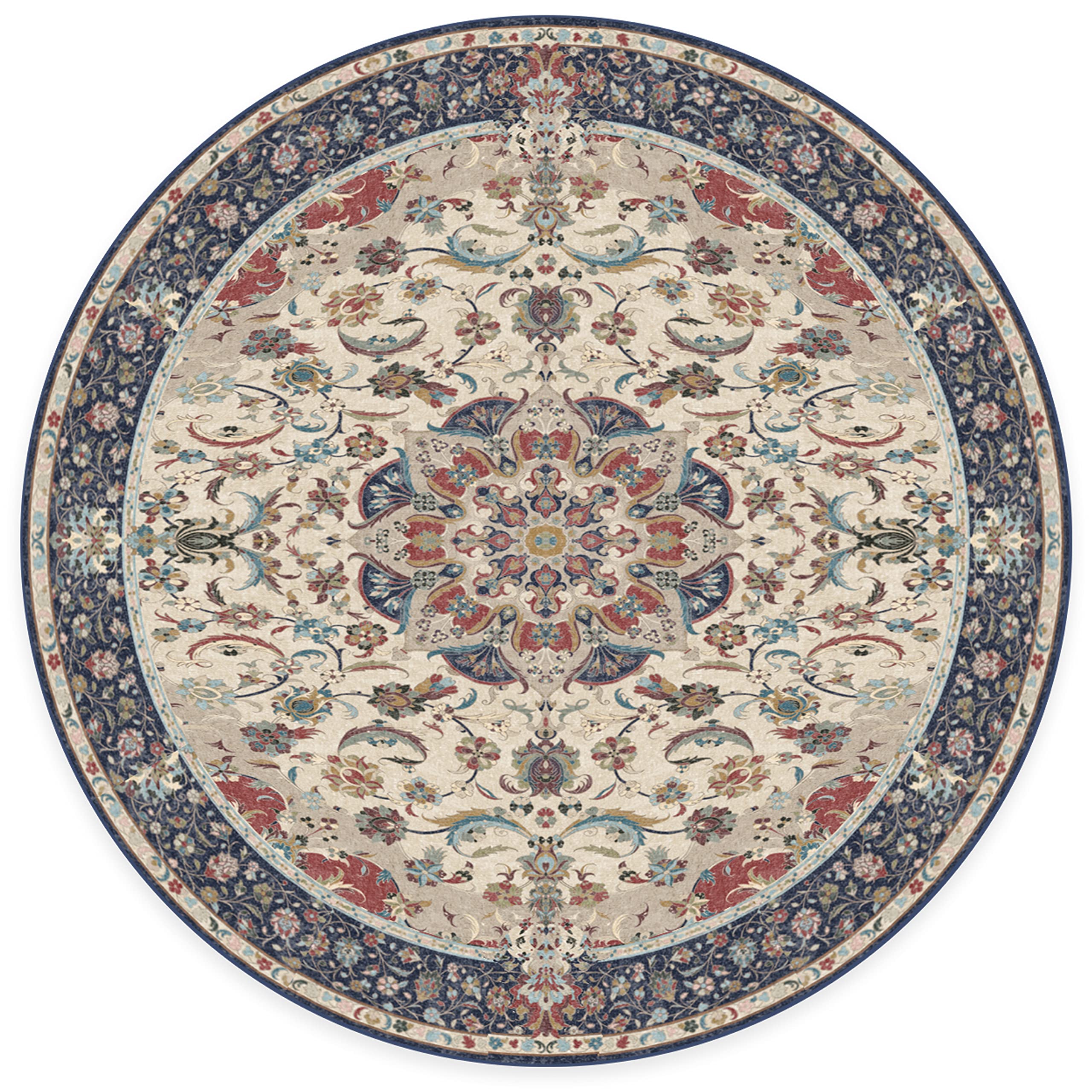 RUGGABLE Sima Washable Rug - Perfect Vintage Area Rug for Living Room Bedroom Kitchen - Pet &amp; Child Friendly - Stain &amp; Water Resistant - Royal Blue 2&
