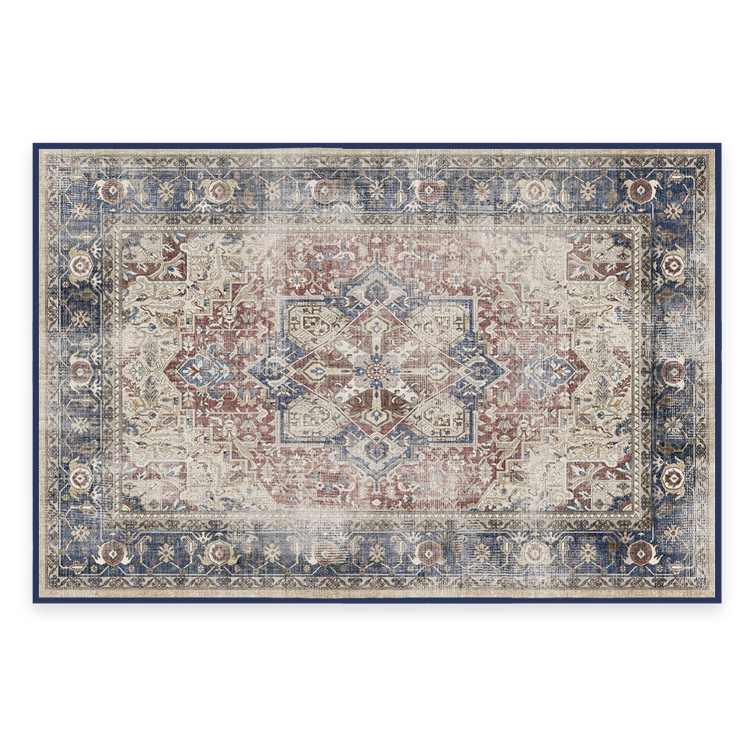 RUGGABLE Kamran Washable Rug - Perfect Vintage Area Rug for Living Room Bedroom Kitchen - Pet &amp; Child Friendly - Stain &amp; Water Resistant - Hazel 5&