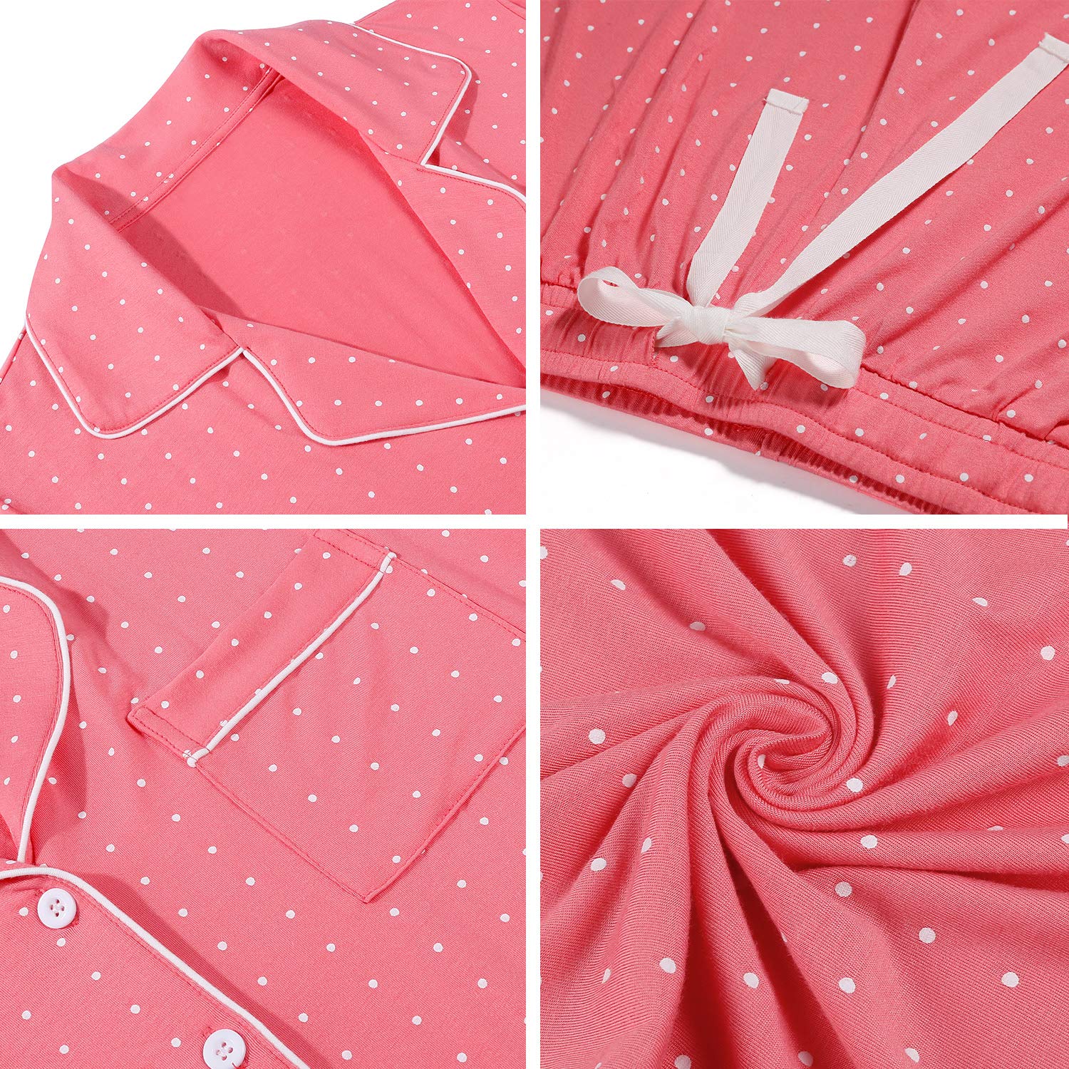 Senert Pajamas Set For Women Short Sleeve Sleepwear Soft Button Down Pjs Set Nightwear Lounge Sets S-XXL