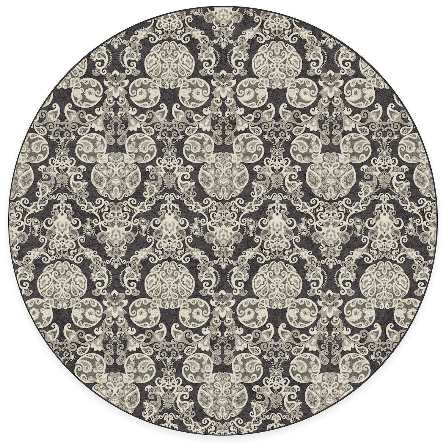 RUGGABLE Disney Traditional Mickey Mouse Washable Rug - Perfect Area Rug for Nursery Playroom Kids Room - Pet &amp; Child Friendly - Stain &amp; Water Resistant - Damask Grey 3&