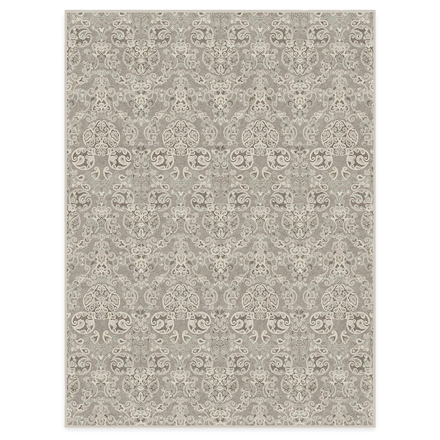 RUGGABLE Disney Traditional Mickey Mouse Washable Rug - Perfect Area Rug for Nursery Playroom Kids Room - Pet &amp; Child Friendly - Stain &amp; Water Resistant - Damask Grey 3&