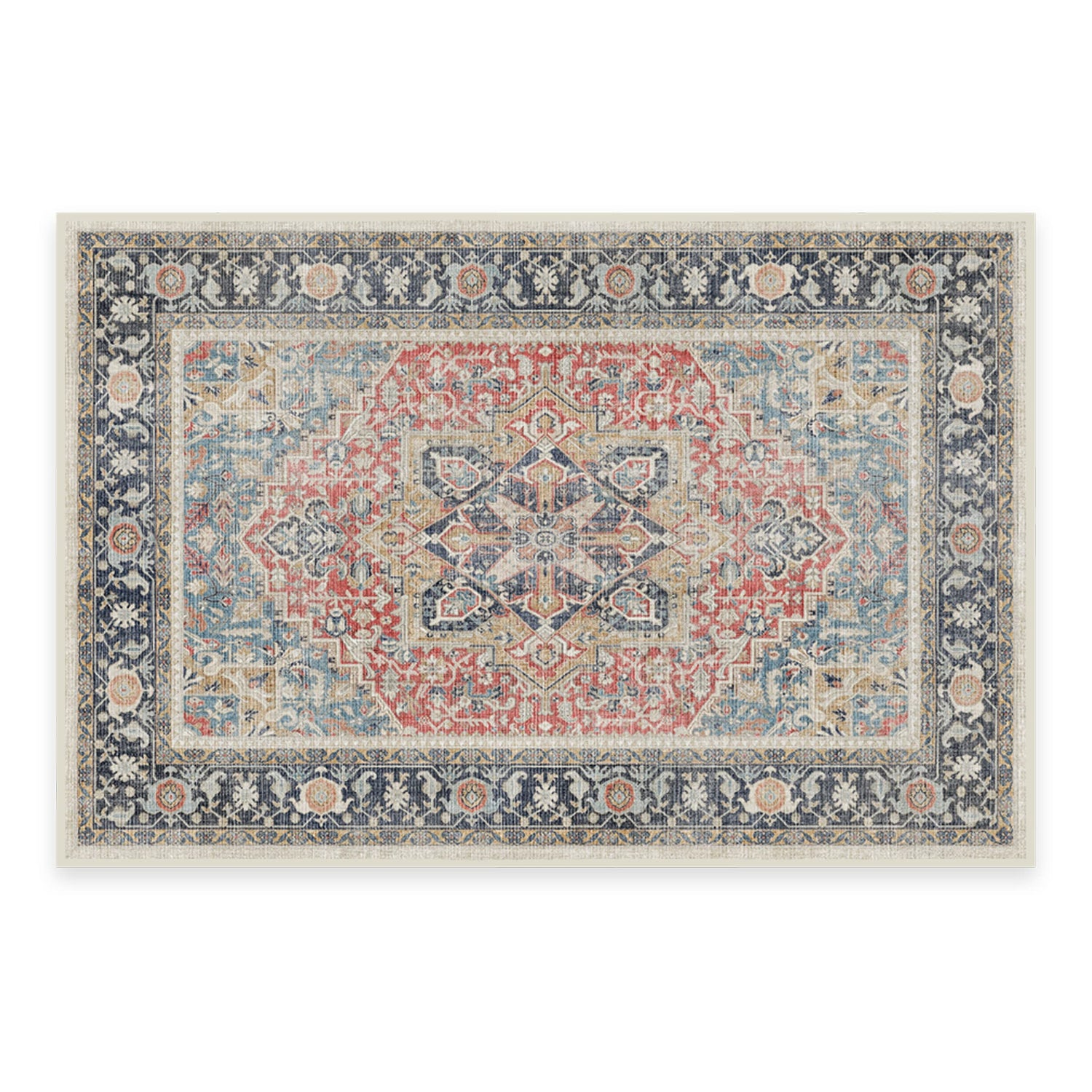 RUGGABLE Kamran Washable Rug - Perfect Vintage Area Rug for Living Room Bedroom Kitchen - Pet &amp; Child Friendly - Stain &amp; Water Resistant - Hazel 5&