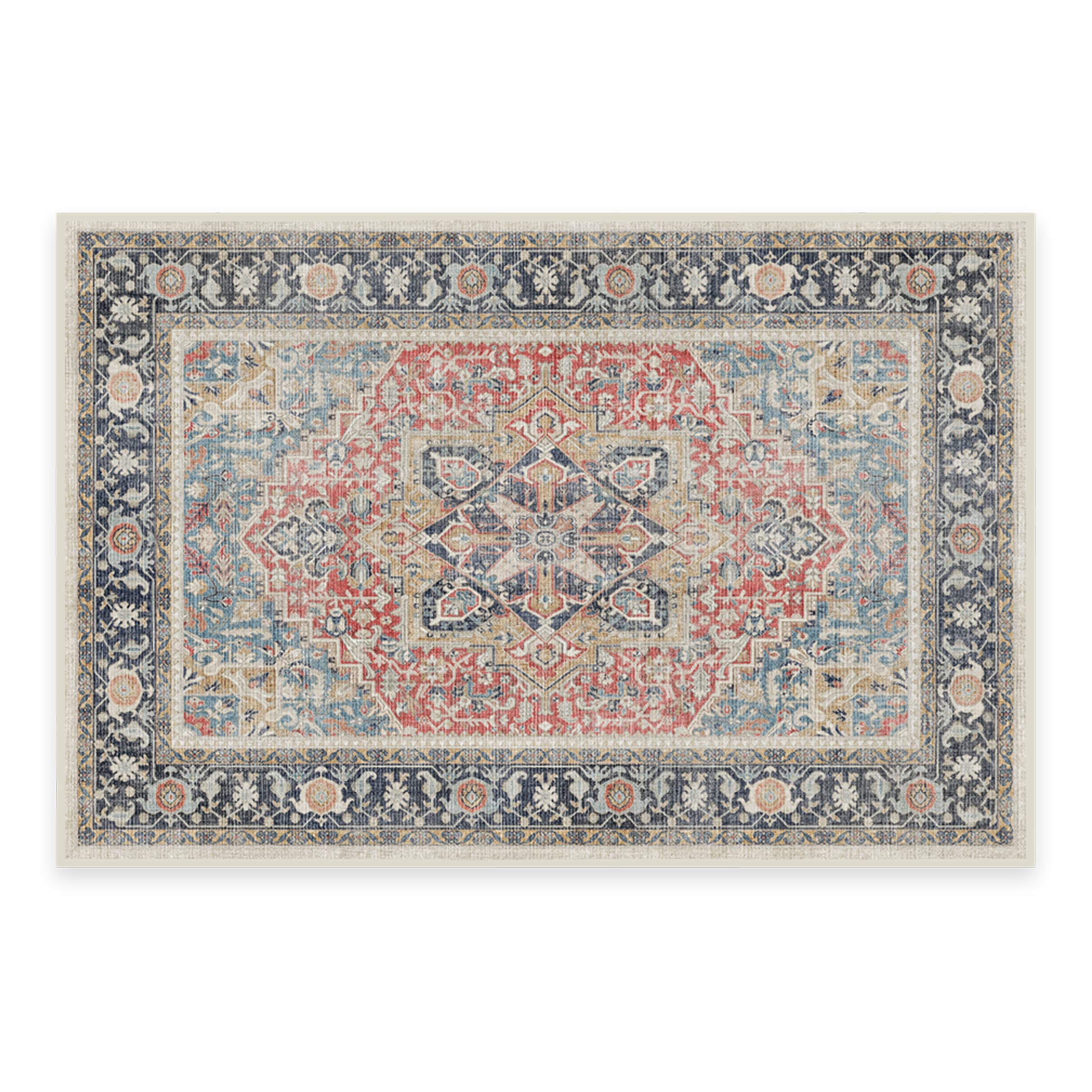 RUGGABLE Kamran Washable Rug - Perfect Vintage Area Rug for Living Room Bedroom Kitchen - Pet &amp; Child Friendly - Stain &amp; Water Resistant - Hazel 5&