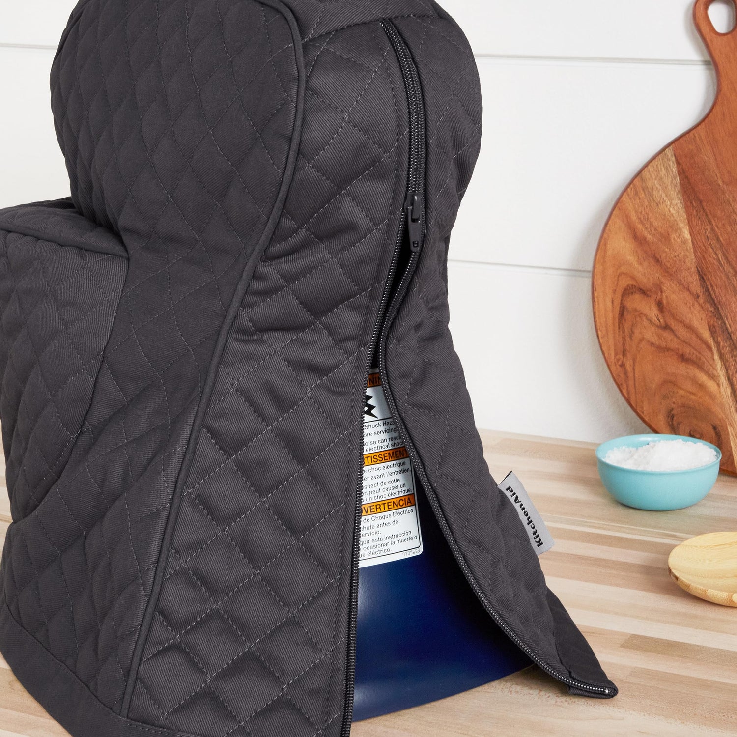 KITCHENAID Fitted Tilt-Head Solid Stand Mixer Cover with Storage Pocket, Quilted 100% Cotton, Milkshake, 14.4&quot;x18&quot;x10&quot;