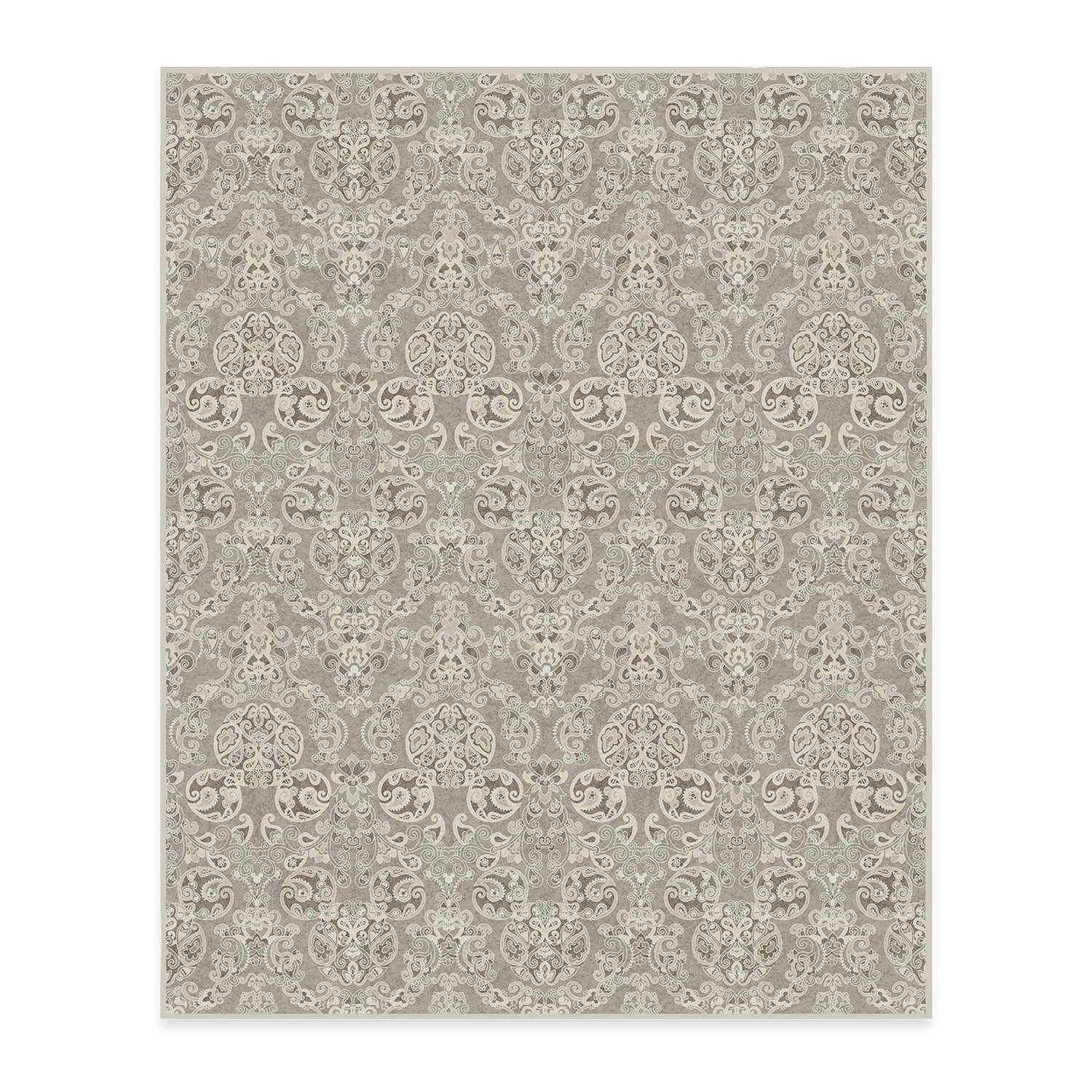 RUGGABLE Disney Traditional Mickey Mouse Washable Rug - Perfect Area Rug for Nursery Playroom Kids Room - Pet &amp; Child Friendly - Stain &amp; Water Resistant - Damask Grey 3&