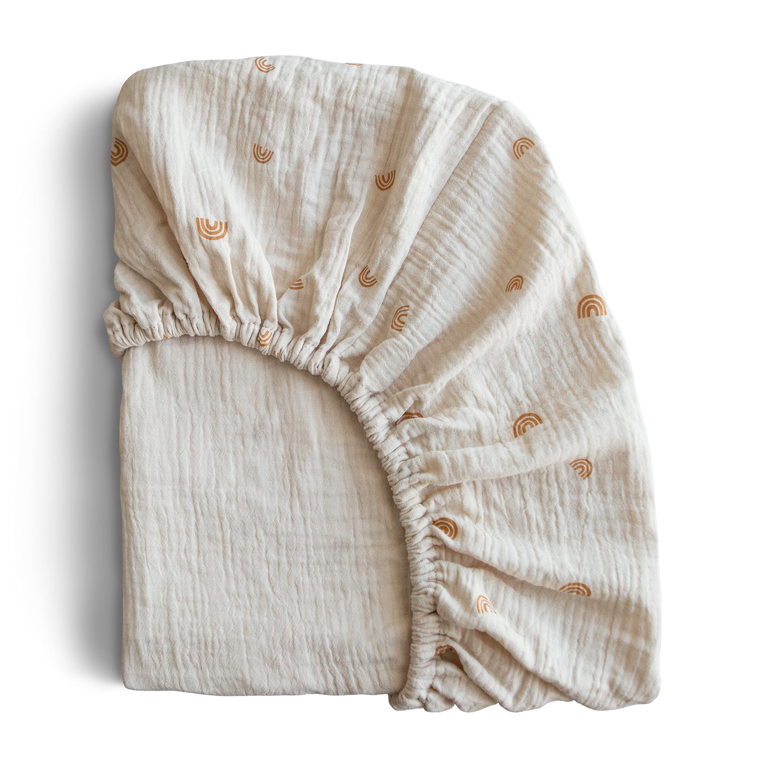 mushie Extra Soft Muslin Fitted Crib Sheet | 192 Thread Count | 28&quot;x 52&quot; (Fog)