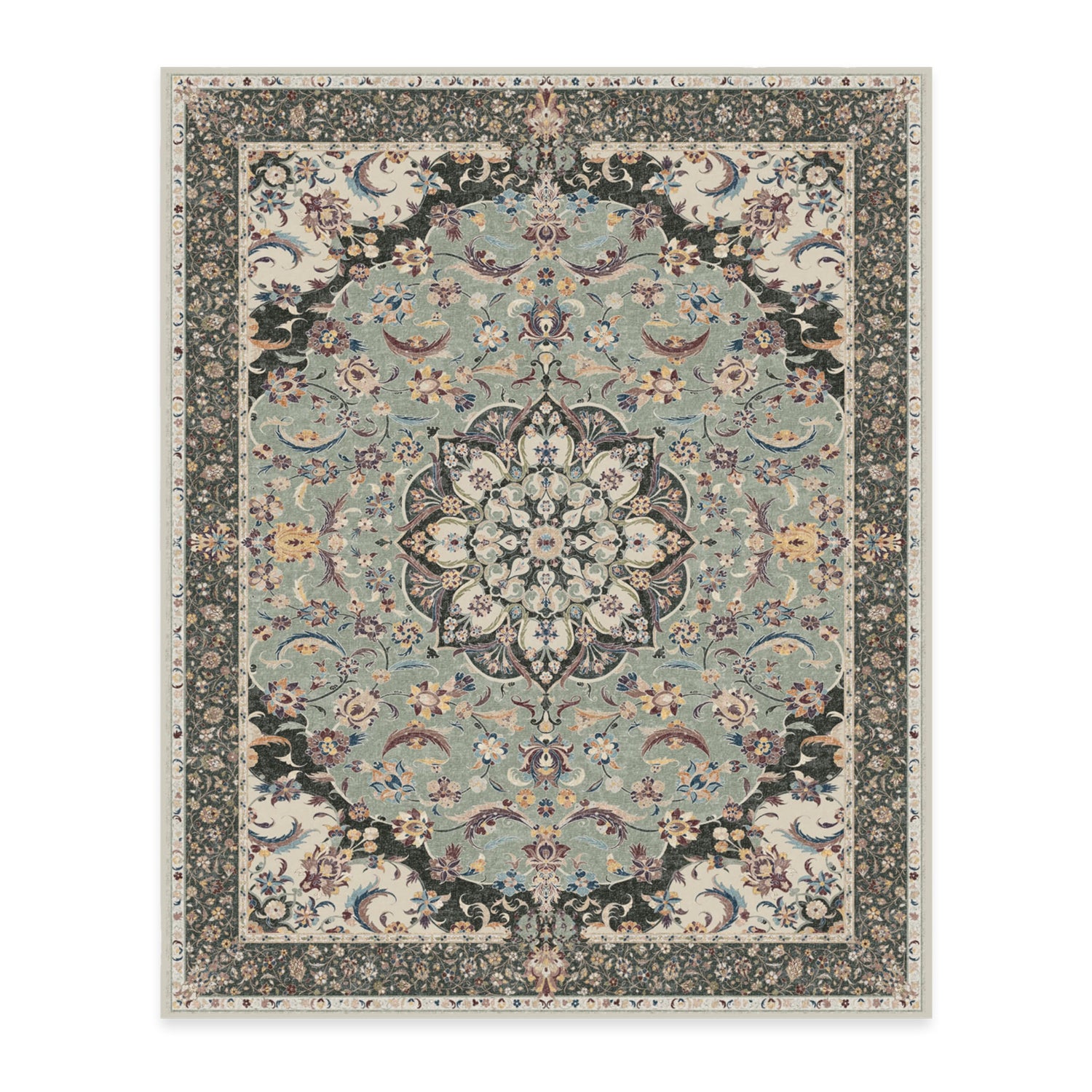 RUGGABLE Sima Washable Rug - Perfect Vintage Area Rug for Living Room Bedroom Kitchen - Pet &amp; Child Friendly - Stain &amp; Water Resistant - Royal Blue 2&