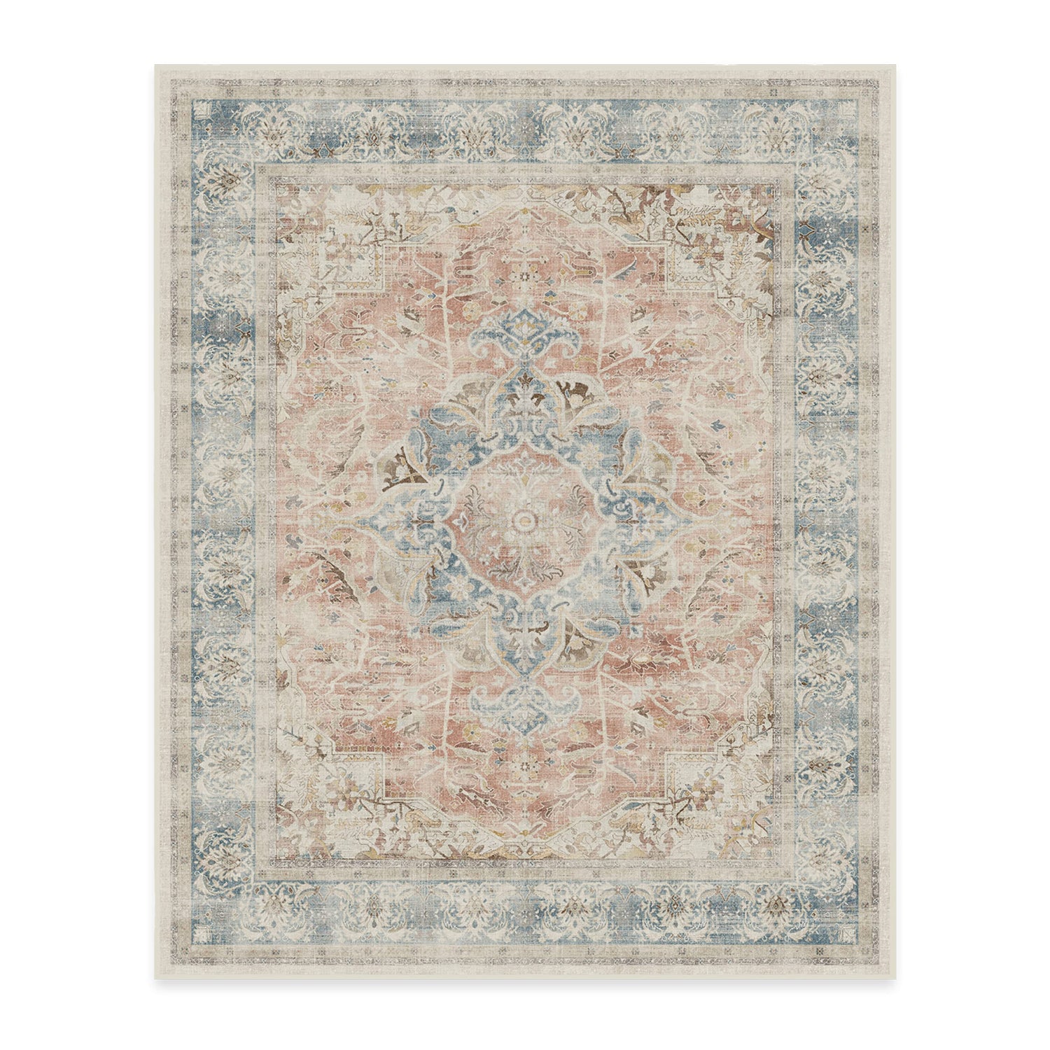 RUGGABLE – Sarrah Blue Quartz – Machine Washable Runner Rug – Pet &amp; Child Friendly – Stain &amp; Water Resistant – Non-Slip – 2.5&