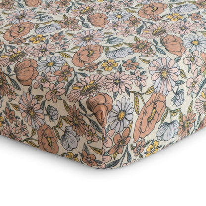 mushie Extra Soft Muslin Fitted Crib Sheet | 192 Thread Count | 28&quot;x 52&quot; (Fog)