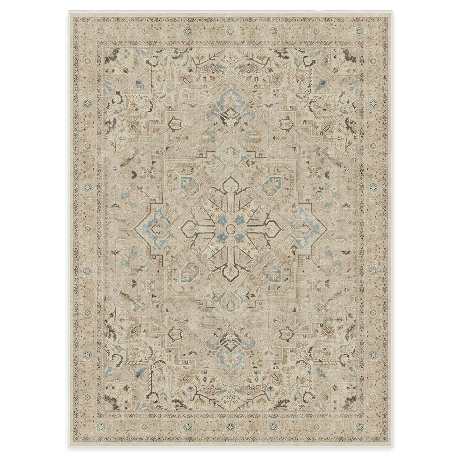 RUGGABLE Kamran Washable Rug - Perfect Vintage Area Rug for Living Room Bedroom Kitchen - Pet &amp; Child Friendly - Stain &amp; Water Resistant - Hazel 5&