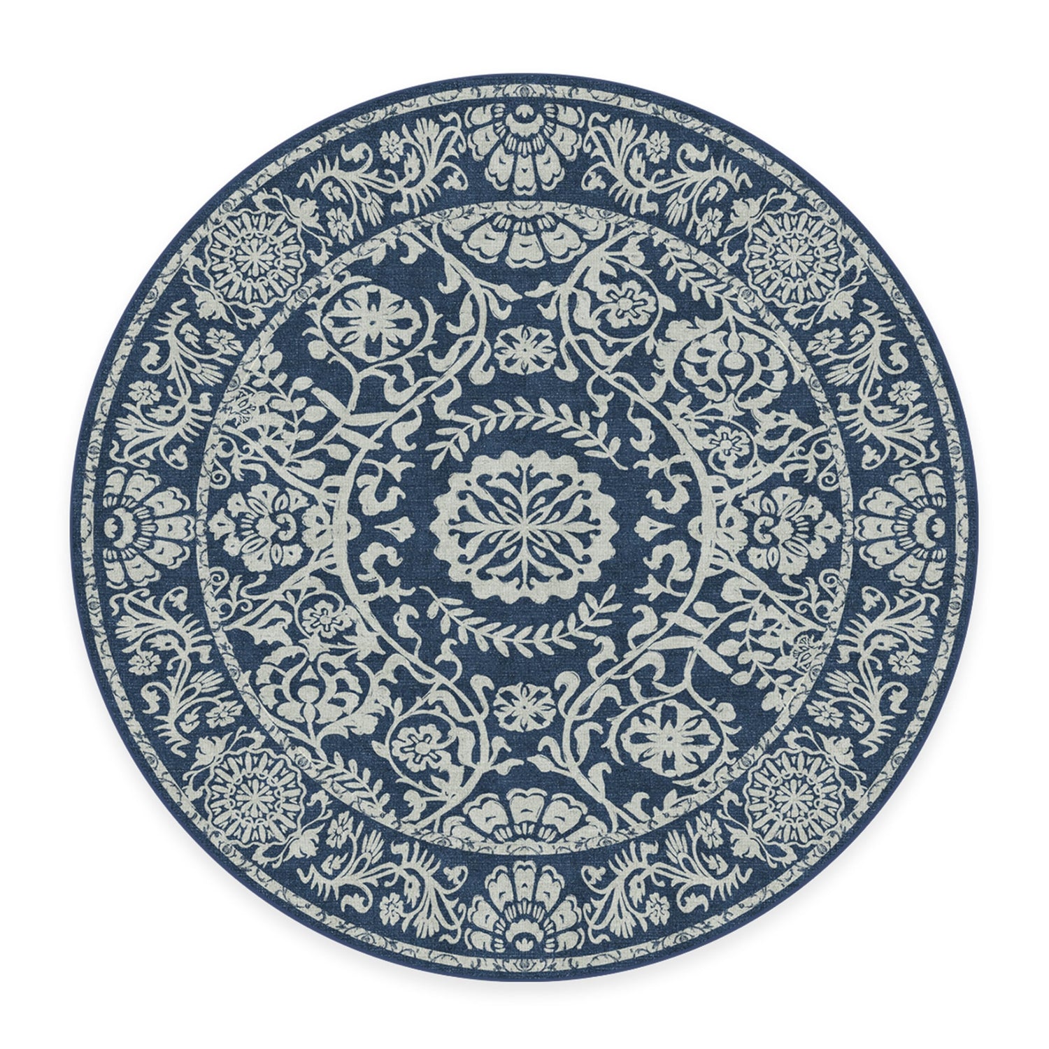 RUGGABLE Washable 2x3 Area Rug, Delphina Delft Blue, Premium Vintage Rugs for Living Room, Bedroom, Kitchen, Office, Classroom with Gripper Non Slip Pad