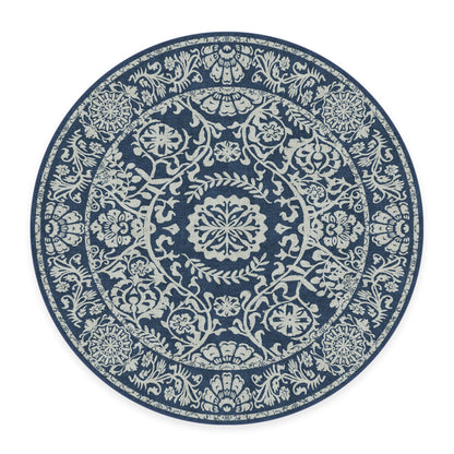 RUGGABLE Washable 2x3 Area Rug, Delphina Delft Blue, Premium Vintage Rugs for Living Room, Bedroom, Kitchen, Office, Classroom with Gripper Non Slip Pad