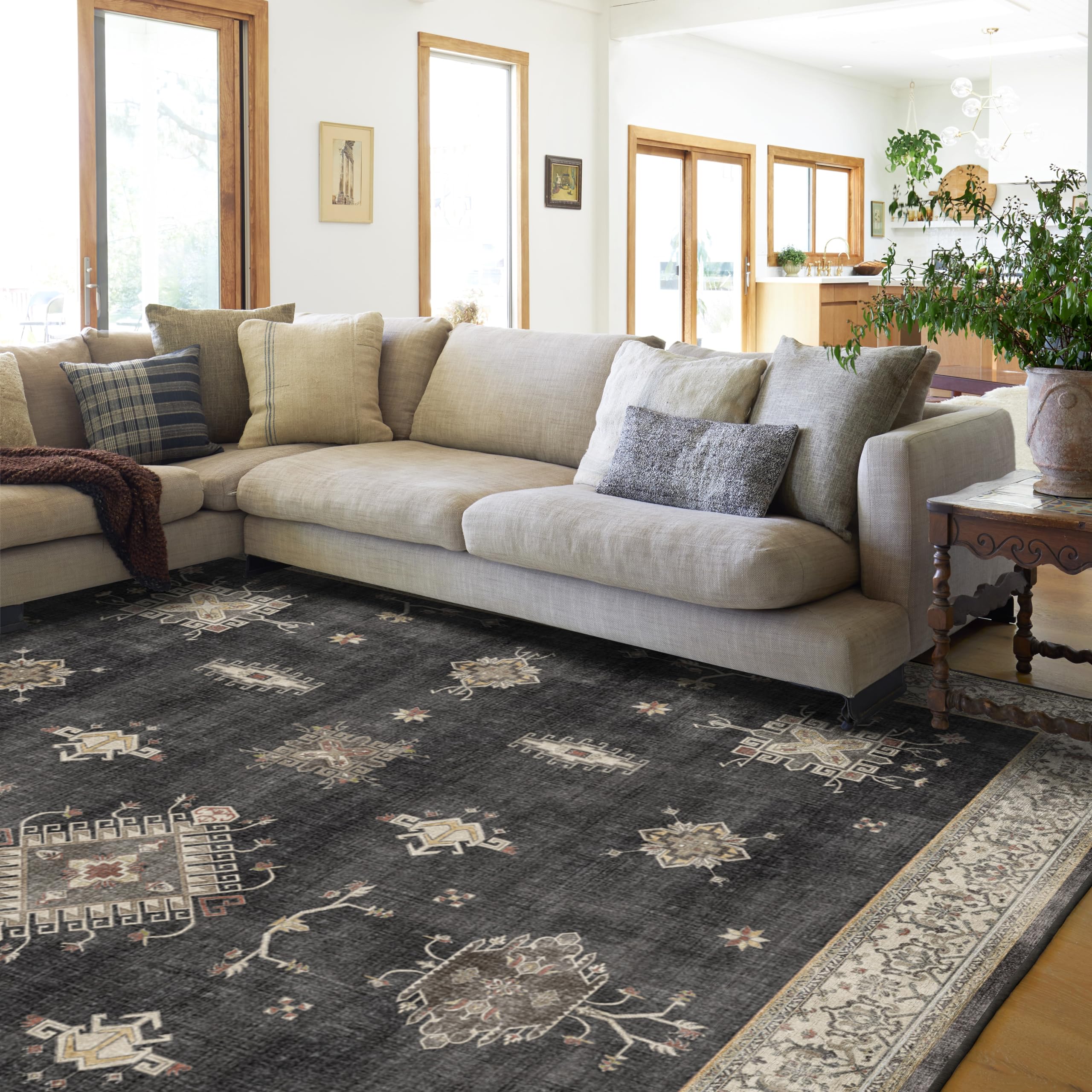 RUGGABLE – Verena Dark Wood – Machine Washable Runner Rug – Pet &amp; Child Friendly – Stain &amp; Water Resistant – Non-Slip – 2.5&
