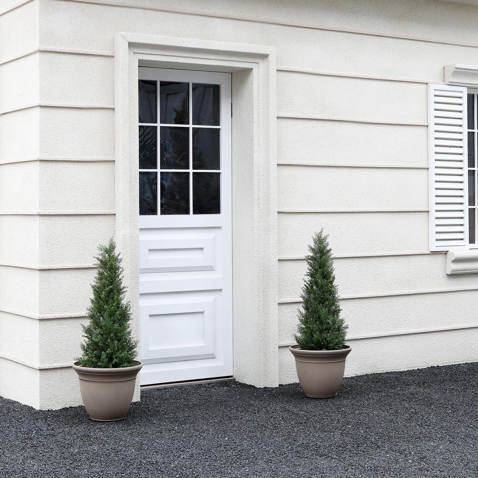 3FT Artificial Cedar Topiary Trees for Outdoors Potted Fake Cypress Trees Faux Evergreen Plants for Home Porch Decor Set of 2