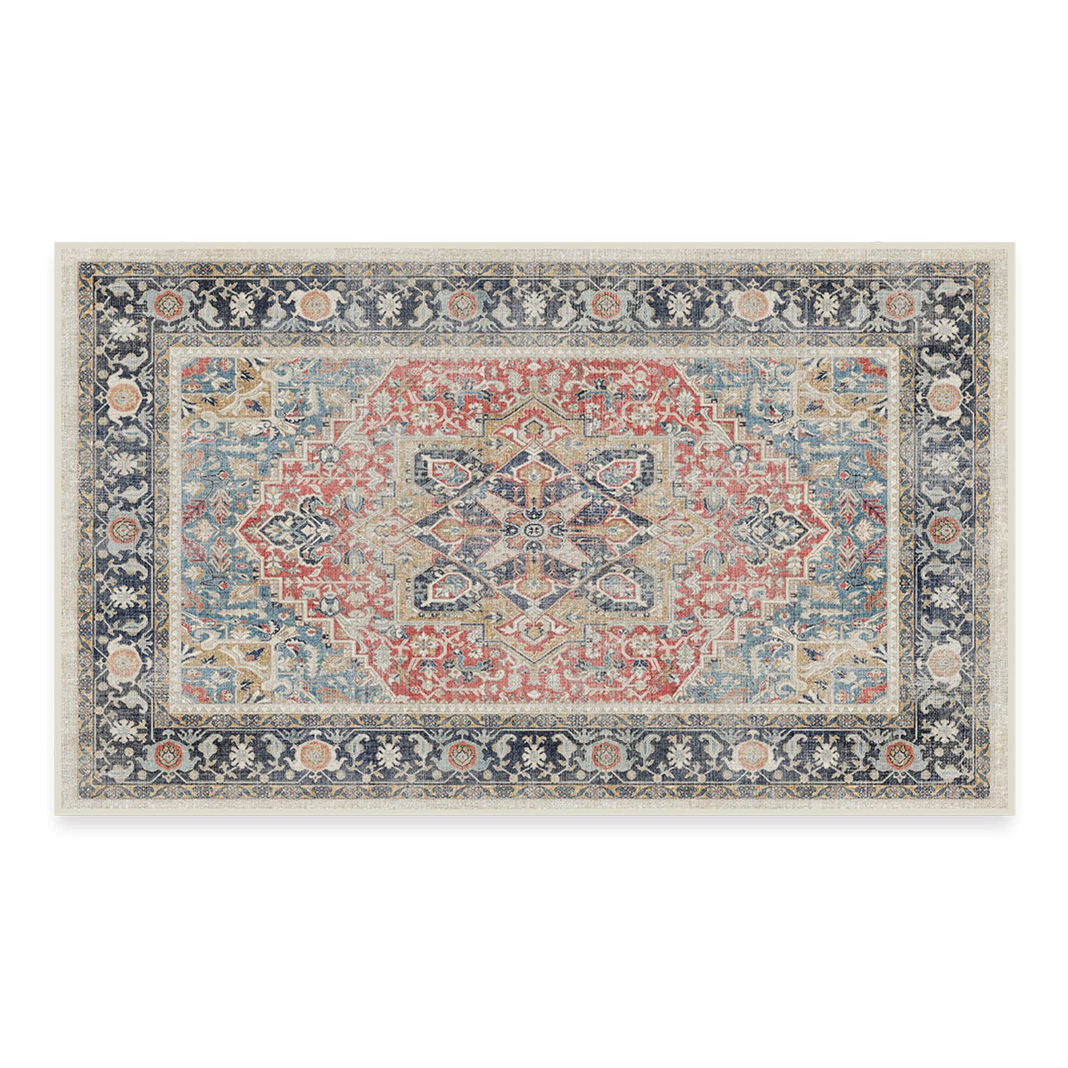 RUGGABLE Kamran Washable Rug - Perfect Vintage Area Rug for Living Room Bedroom Kitchen - Pet &amp; Child Friendly - Stain &amp; Water Resistant - Hazel 5&