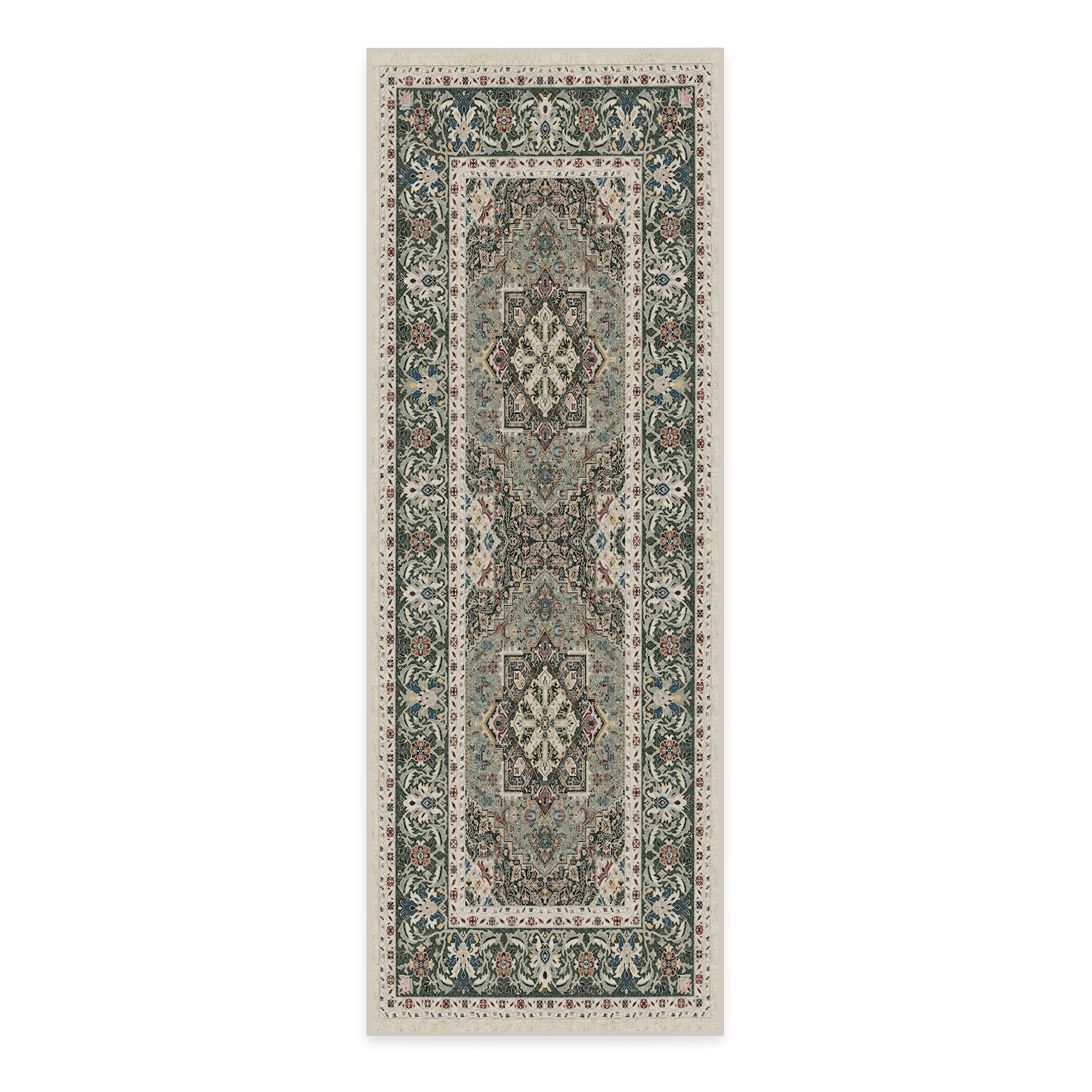 RUGGABLE Hendesi Heriz Washable Rug - Perfect Antique Vintage Area Rug for Living Room Bedroom Kitchen - Pet &amp; Child Friendly - Stain &amp; Water Resistant, Non-Slip - Abalone 2&