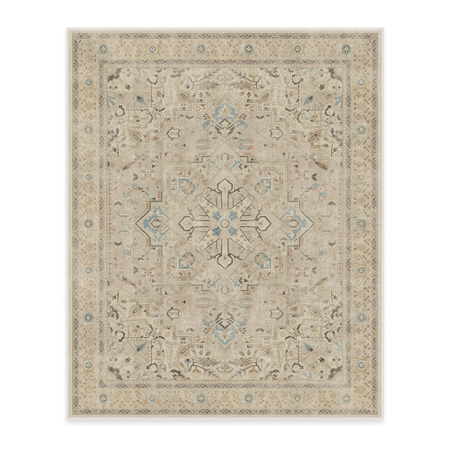 RUGGABLE Kamran Washable Rug - Perfect Vintage Area Rug for Living Room Bedroom Kitchen - Pet &amp; Child Friendly - Stain &amp; Water Resistant - Hazel 5&