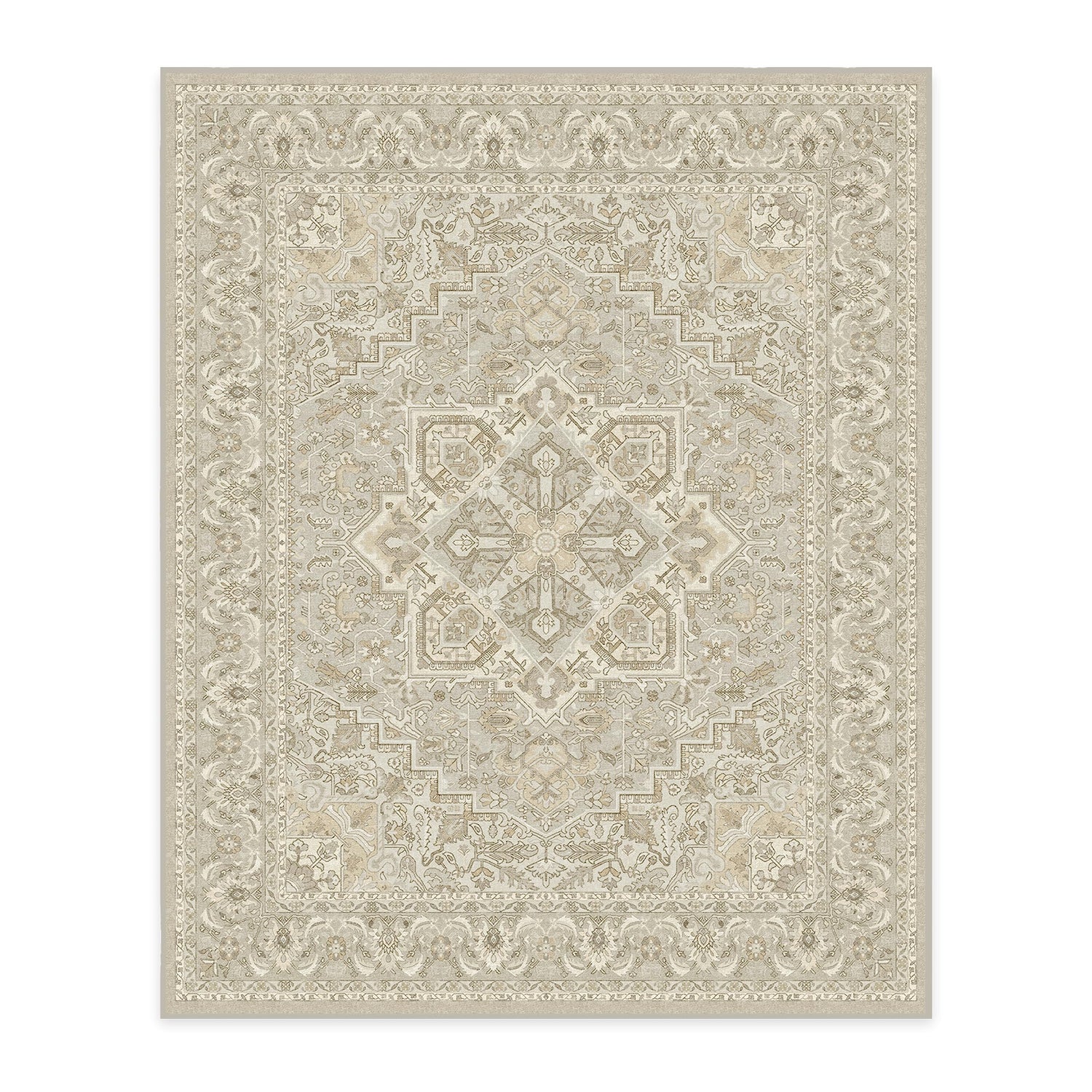 RUGGABLE Hendesi Heriz Washable Rug - Perfect Antique Vintage Area Rug for Living Room Bedroom Kitchen - Pet &amp; Child Friendly - Stain &amp; Water Resistant, Non-Slip - Abalone 2&