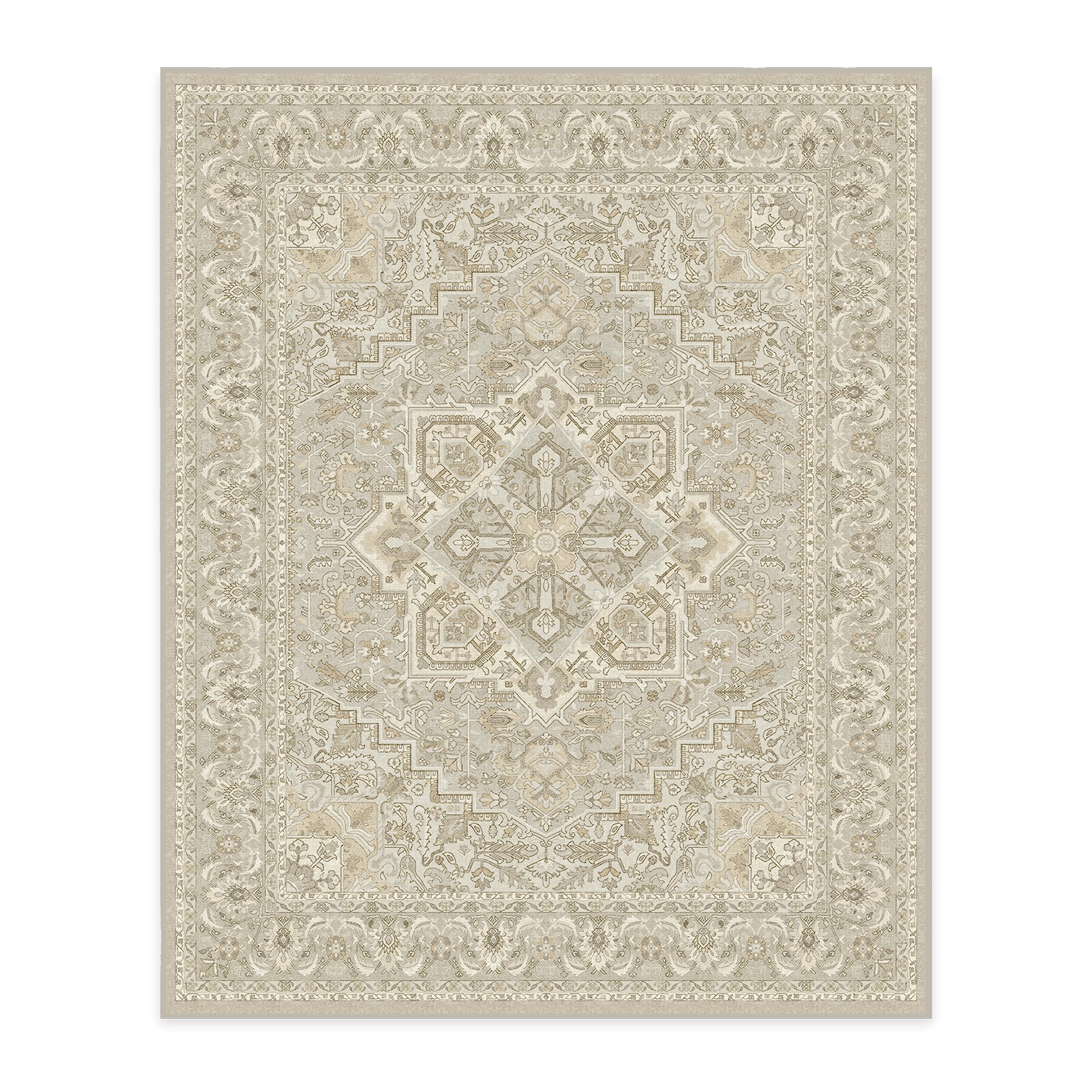 RUGGABLE Hendesi Heriz Washable Rug - Perfect Antique Vintage Area Rug for Living Room Bedroom Kitchen - Pet &amp; Child Friendly - Stain &amp; Water Resistant, Non-Slip - Abalone 2&