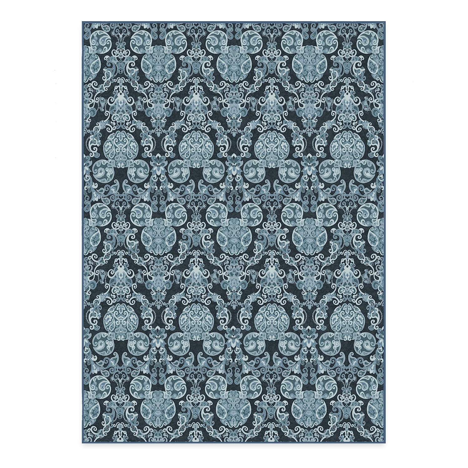 RUGGABLE Disney Traditional Mickey Mouse Washable Rug - Perfect Area Rug for Nursery Playroom Kids Room - Pet &amp; Child Friendly - Stain &amp; Water Resistant - Damask Grey 3&