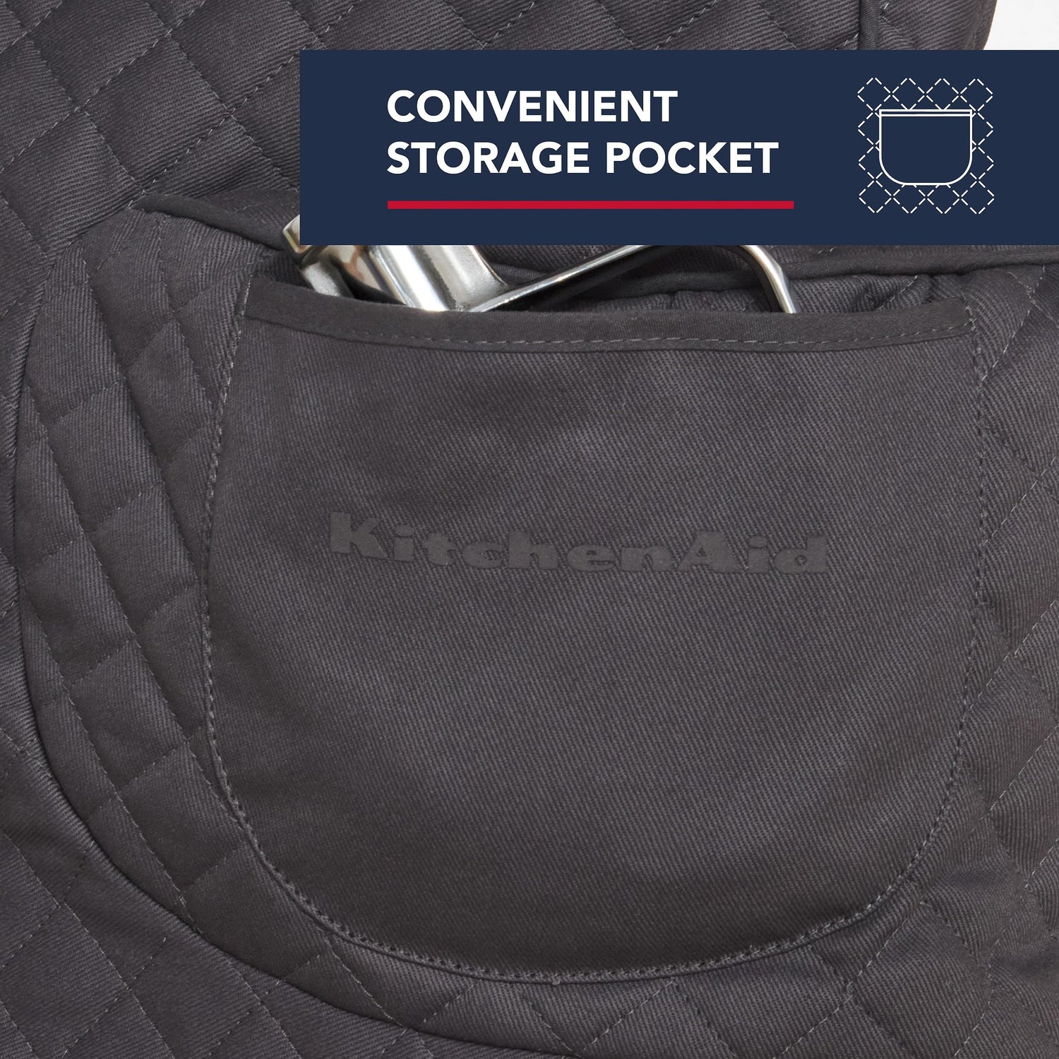 KITCHENAID Fitted Tilt-Head Solid Stand Mixer Cover with Storage Pocket, Quilted 100% Cotton, Milkshake, 14.4&quot;x18&quot;x10&quot;