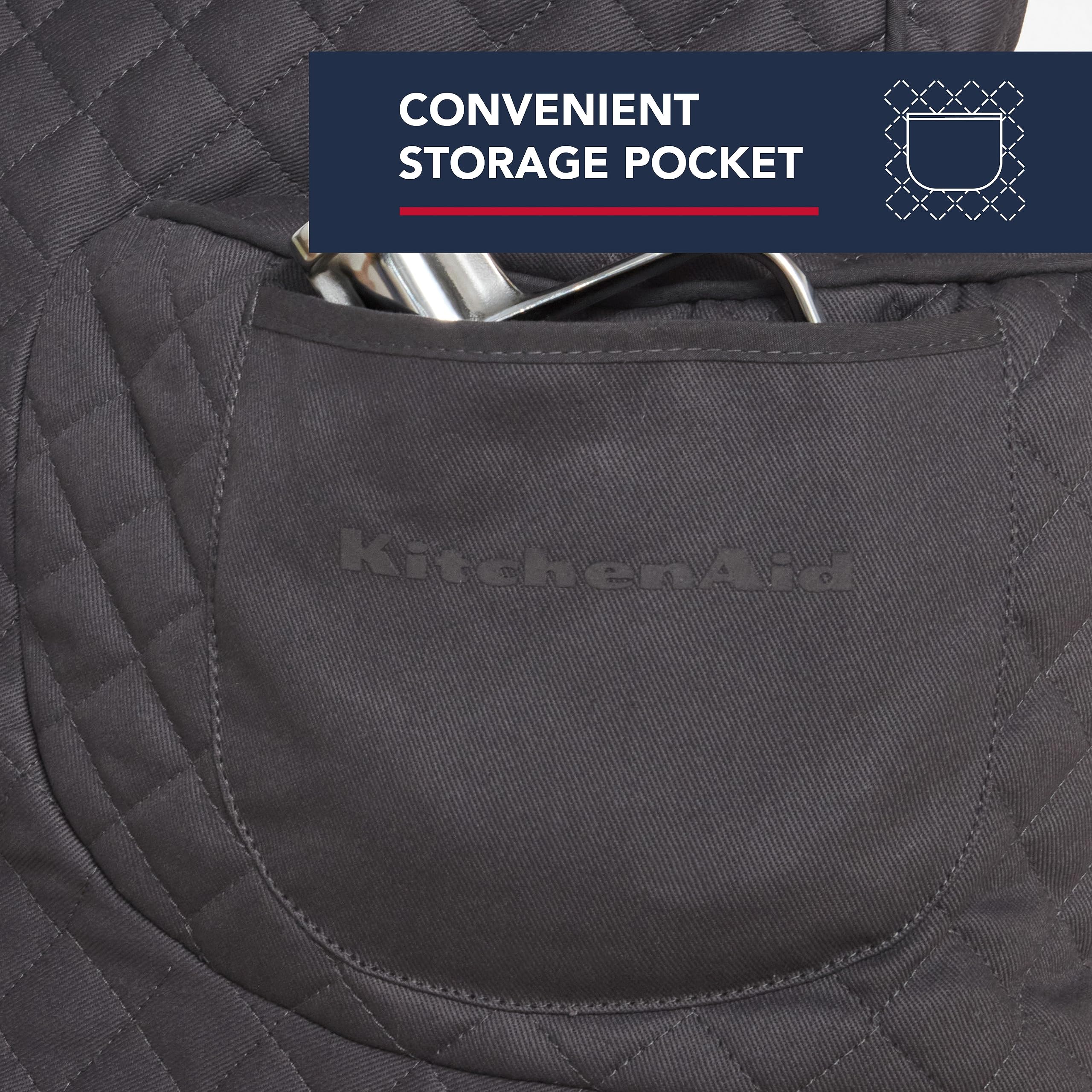 KITCHENAID Fitted Tilt-Head Solid Stand Mixer Cover with Storage Pocket, Quilted 100% Cotton, Milkshake, 14.4&quot;x18&quot;x10&quot;