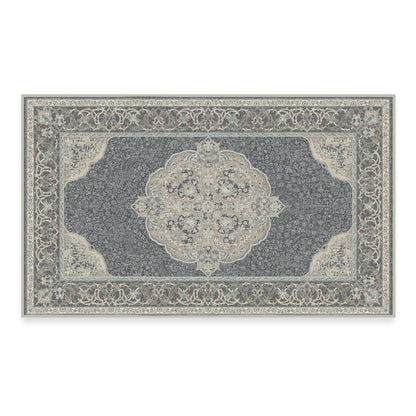 RUGGABLE Disney Traditional Mickey Mouse Washable Rug - Perfect Area Rug for Nursery Playroom Kids Room - Pet &amp; Child Friendly - Stain &amp; Water Resistant - Damask Grey 3&