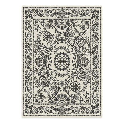 RUGGABLE Washable 2x3 Area Rug, Delphina Delft Blue, Premium Vintage Rugs for Living Room, Bedroom, Kitchen, Office, Classroom with Gripper Non Slip Pad