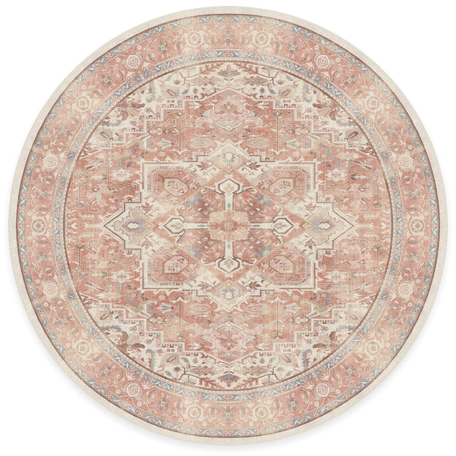 RUGGABLE Kamran Washable Rug - Perfect Vintage Area Rug for Living Room Bedroom Kitchen - Pet &amp; Child Friendly - Stain &amp; Water Resistant - Hazel 5&