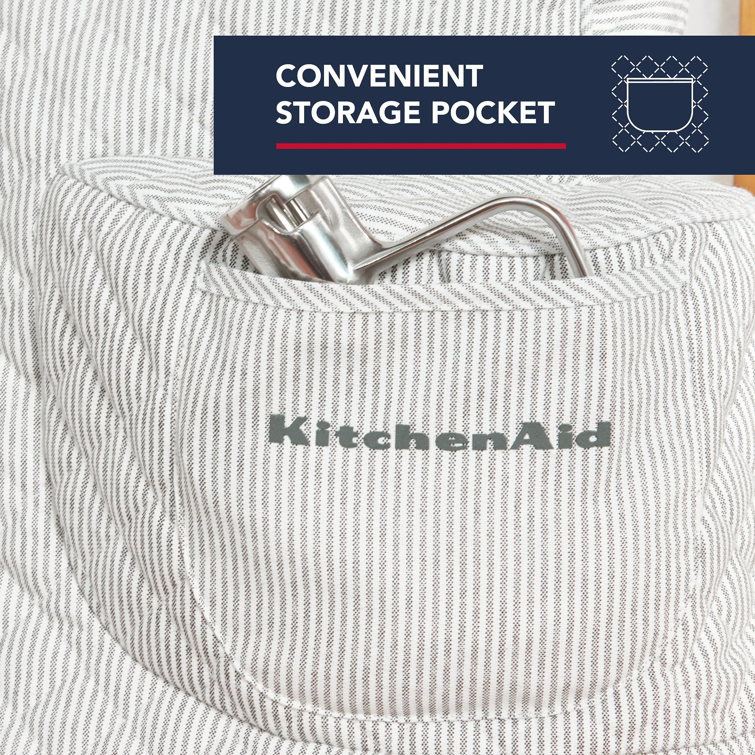 KITCHENAID Fitted Tilt-Head Solid Stand Mixer Cover with Storage Pocket, Quilted 100% Cotton, Milkshake, 14.4&quot;x18&quot;x10&quot;